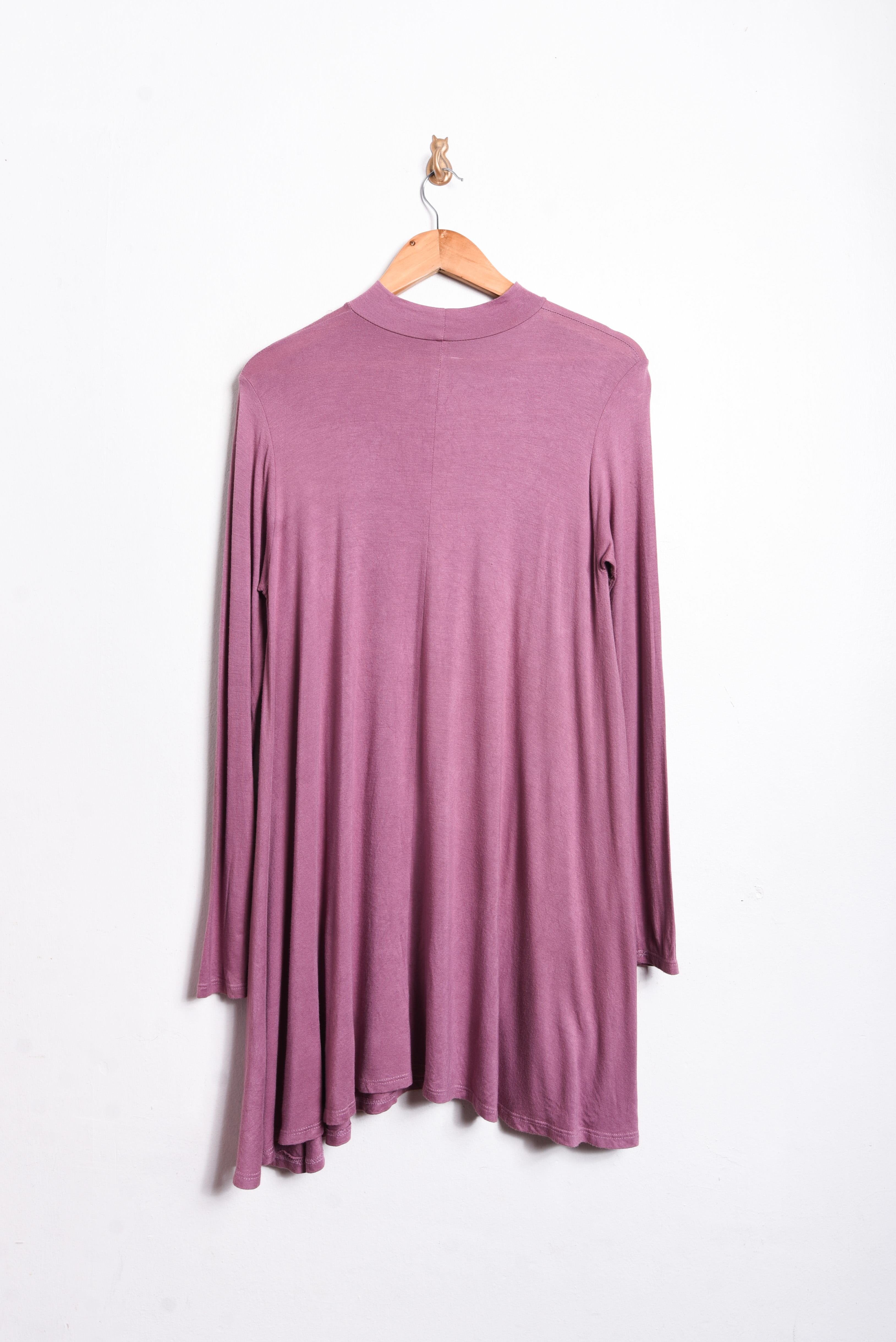 Vestido malva basic manga larga