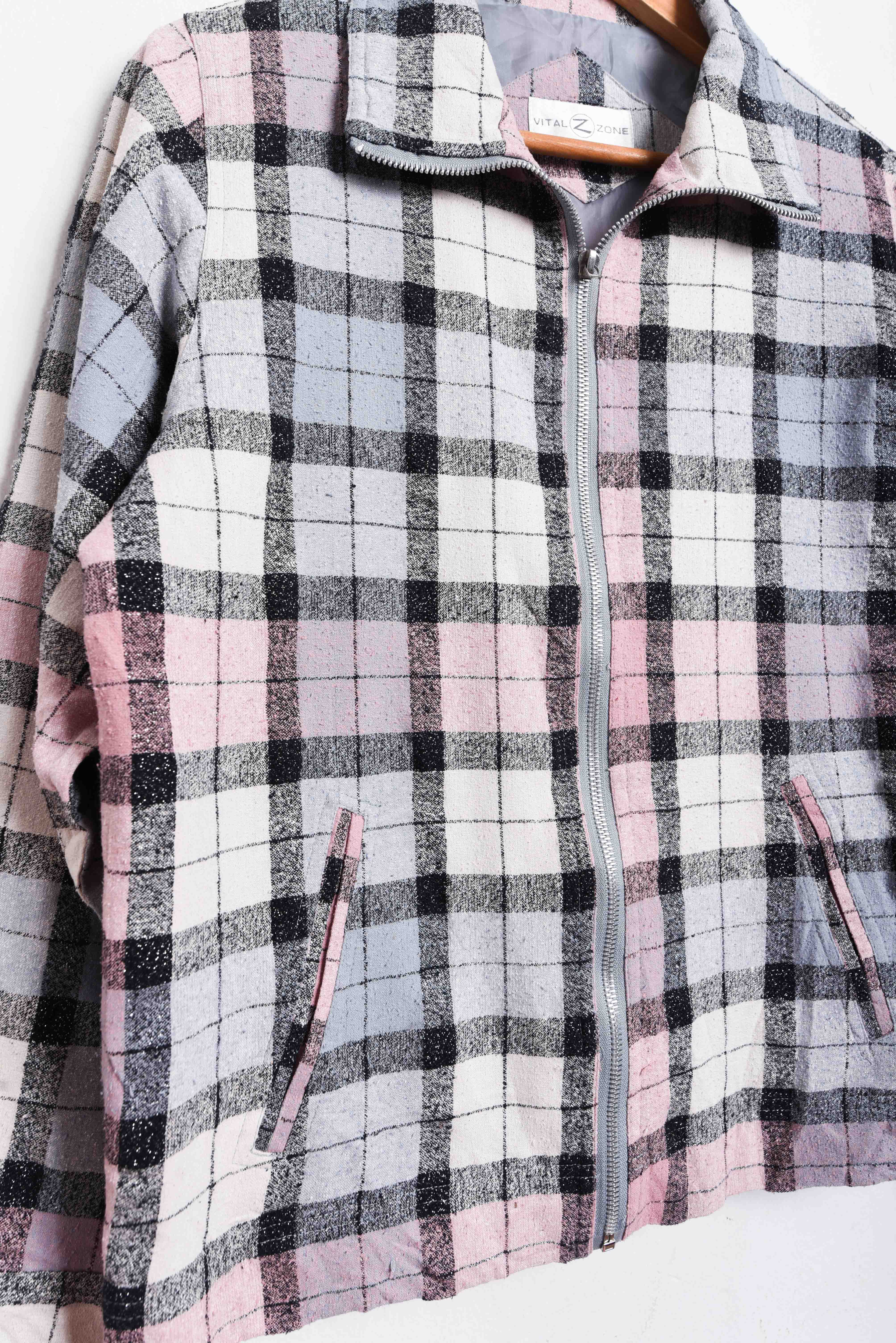 Chaqueta lila pastel vintage gingham