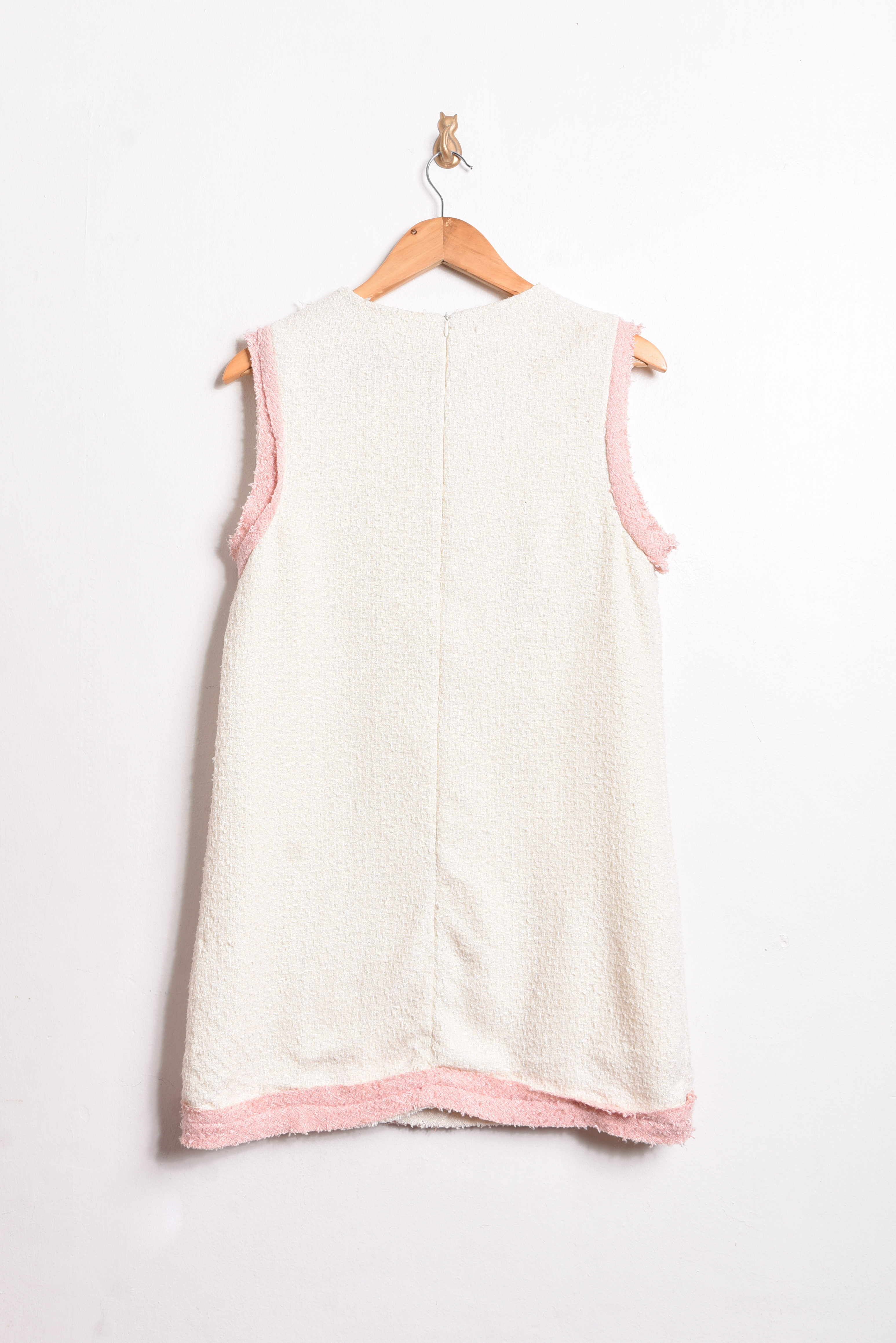 Vestido tweed marfil y rosa