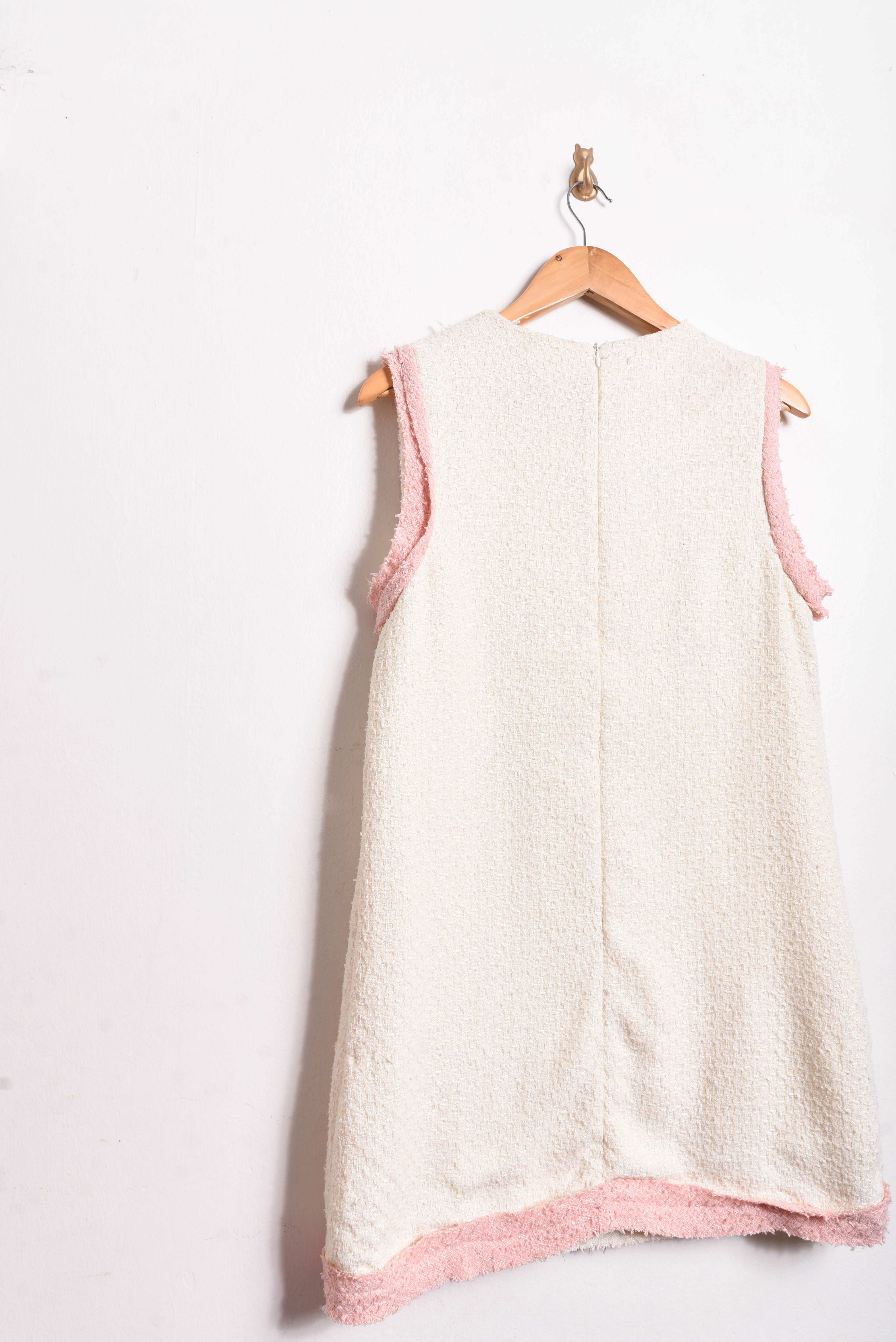 Vestido tweed marfil y rosa