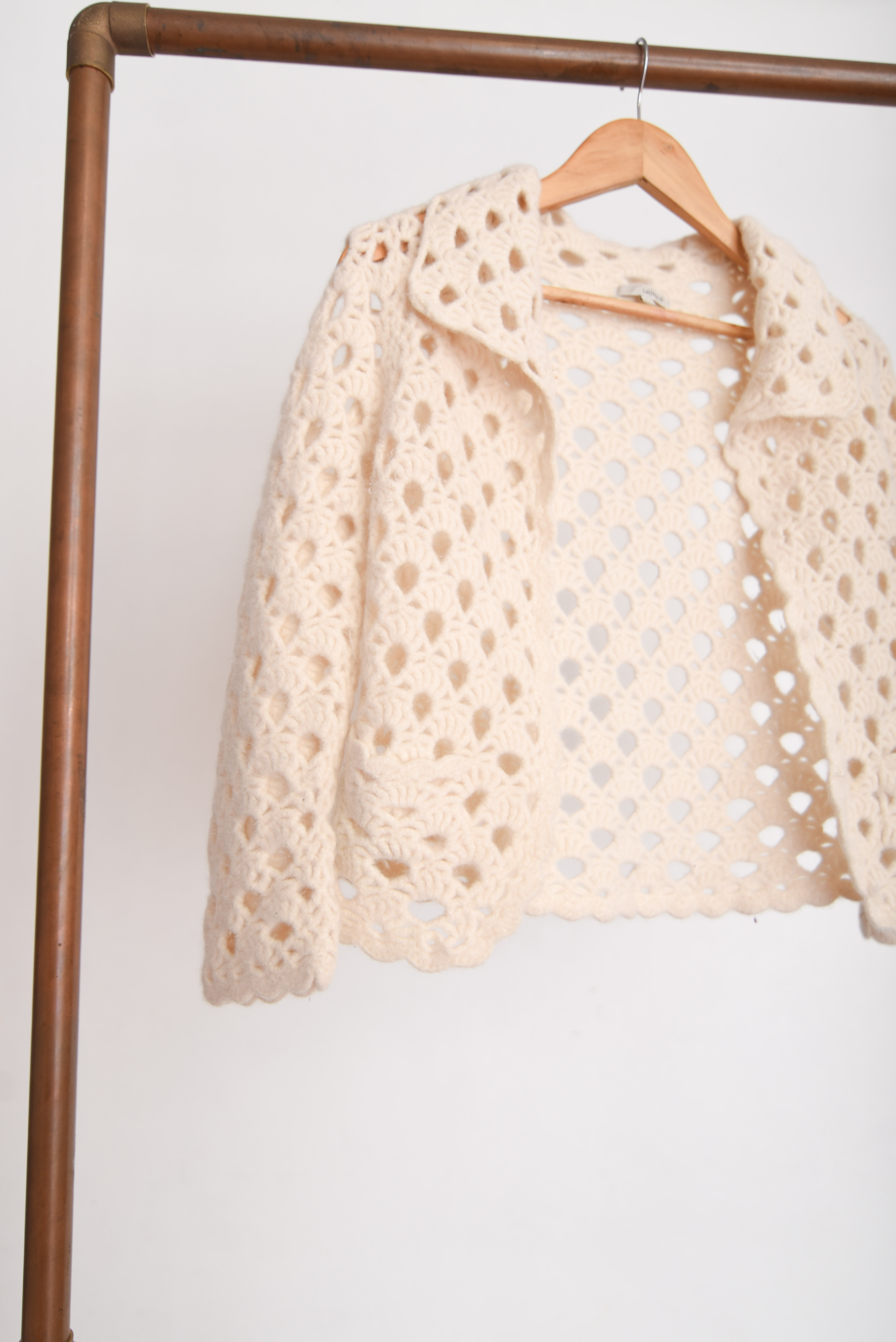 Cardigan bolero calado lana