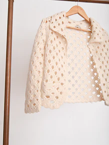 Cardigan bolero calado lana
