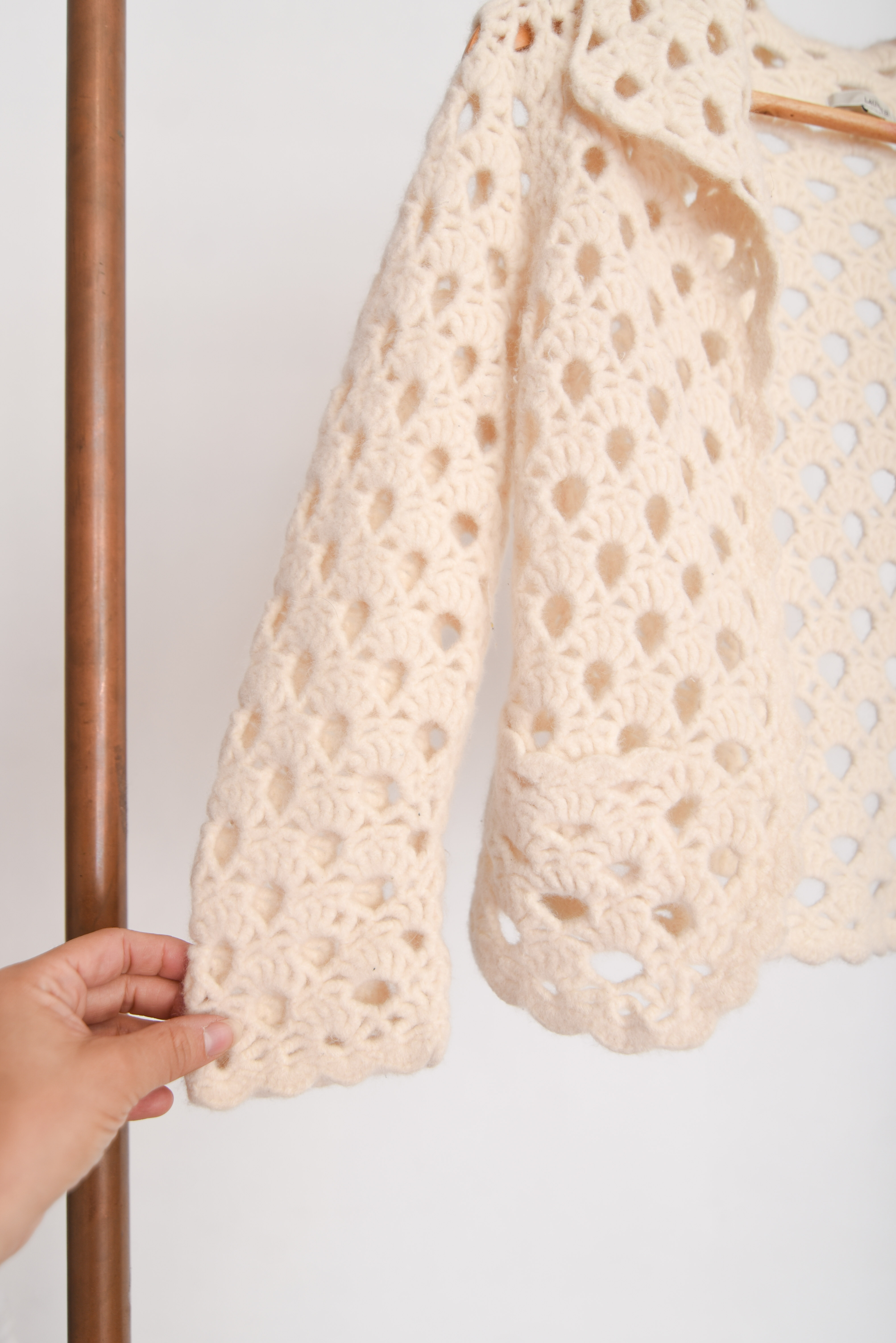 Cardigan bolero calado lana