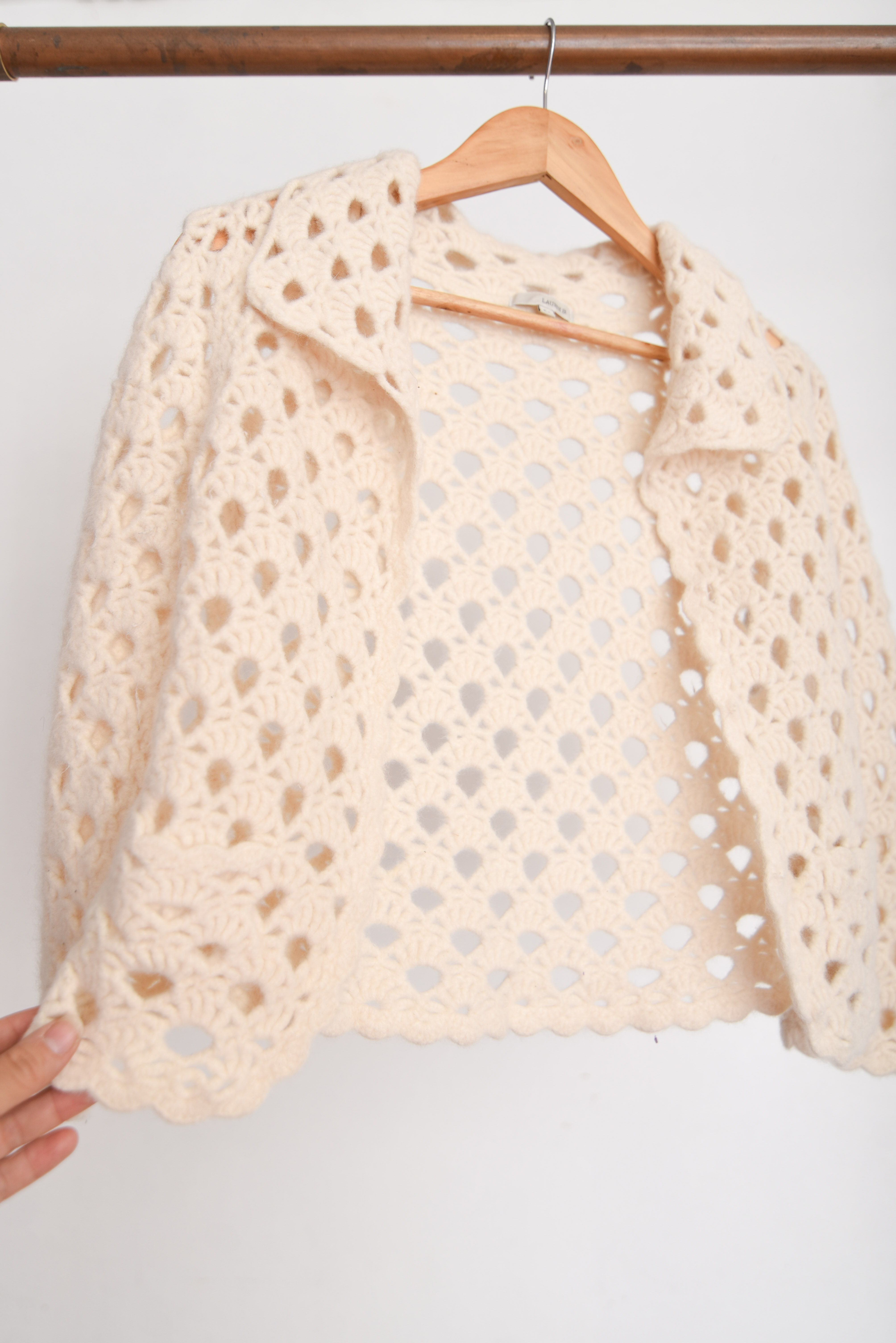 Cardigan bolero calado lana