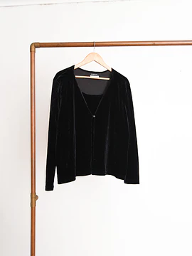 Top cardigan black velvet 90s