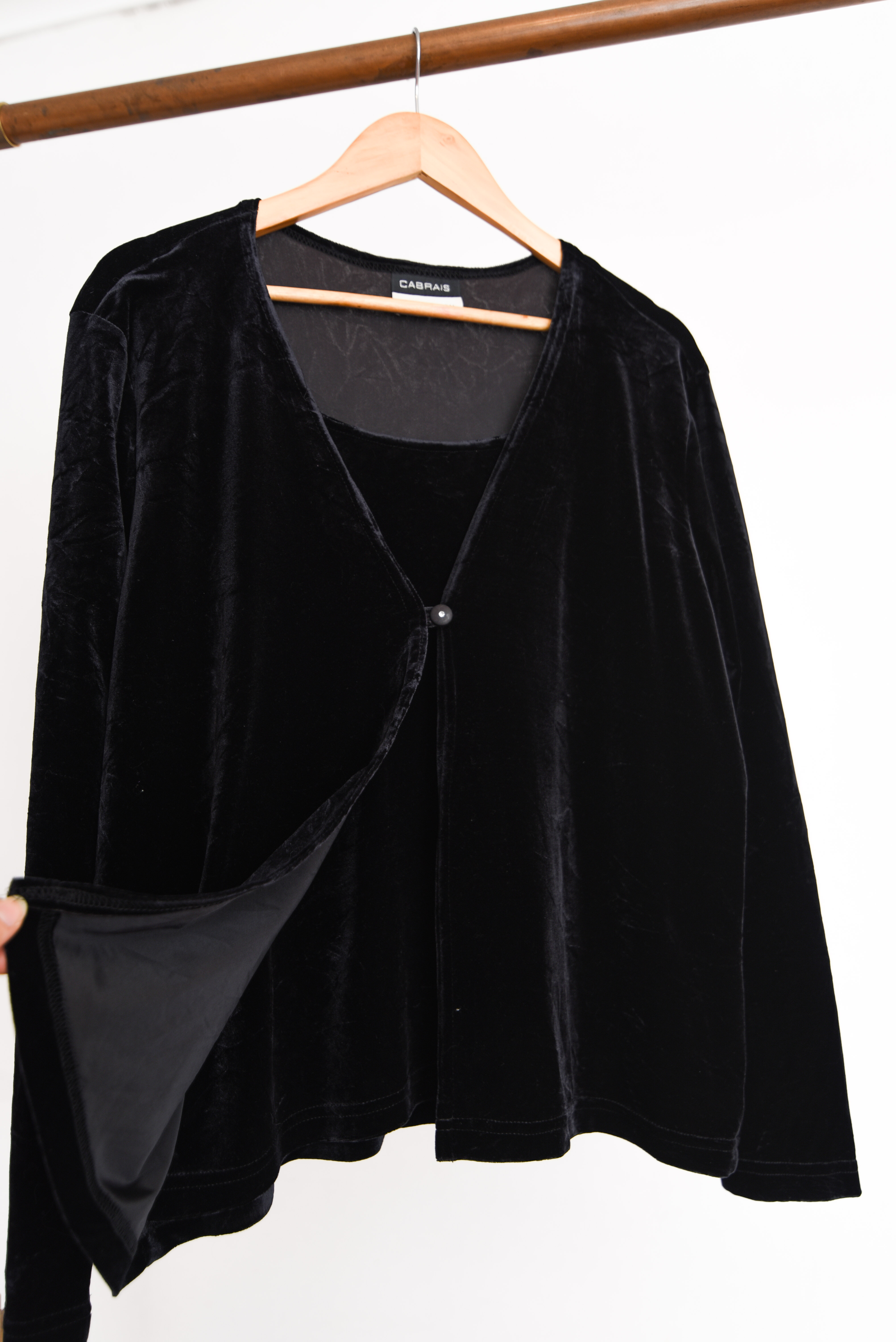 Top cardigan black velvet 90s