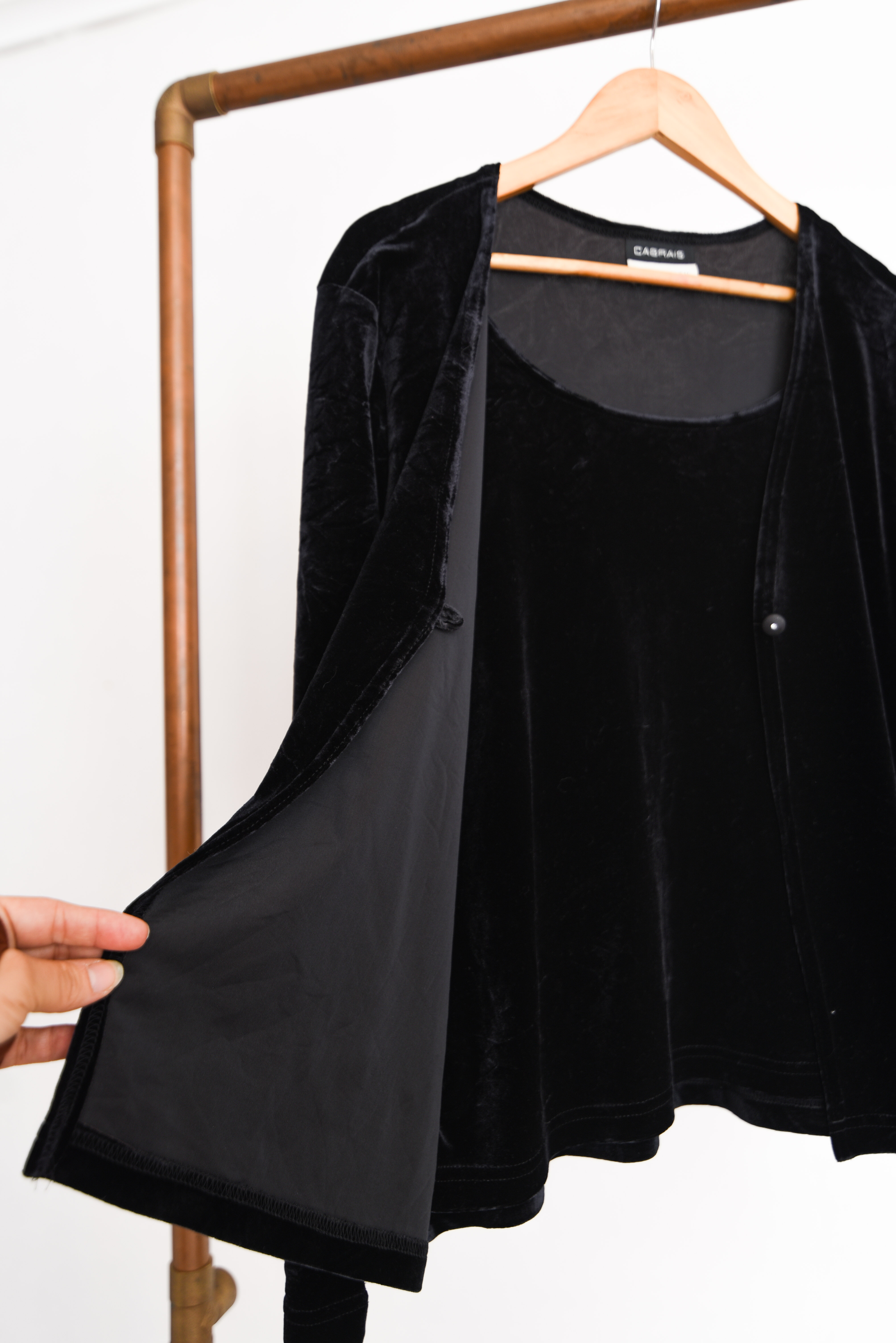 Top cardigan black velvet 90s