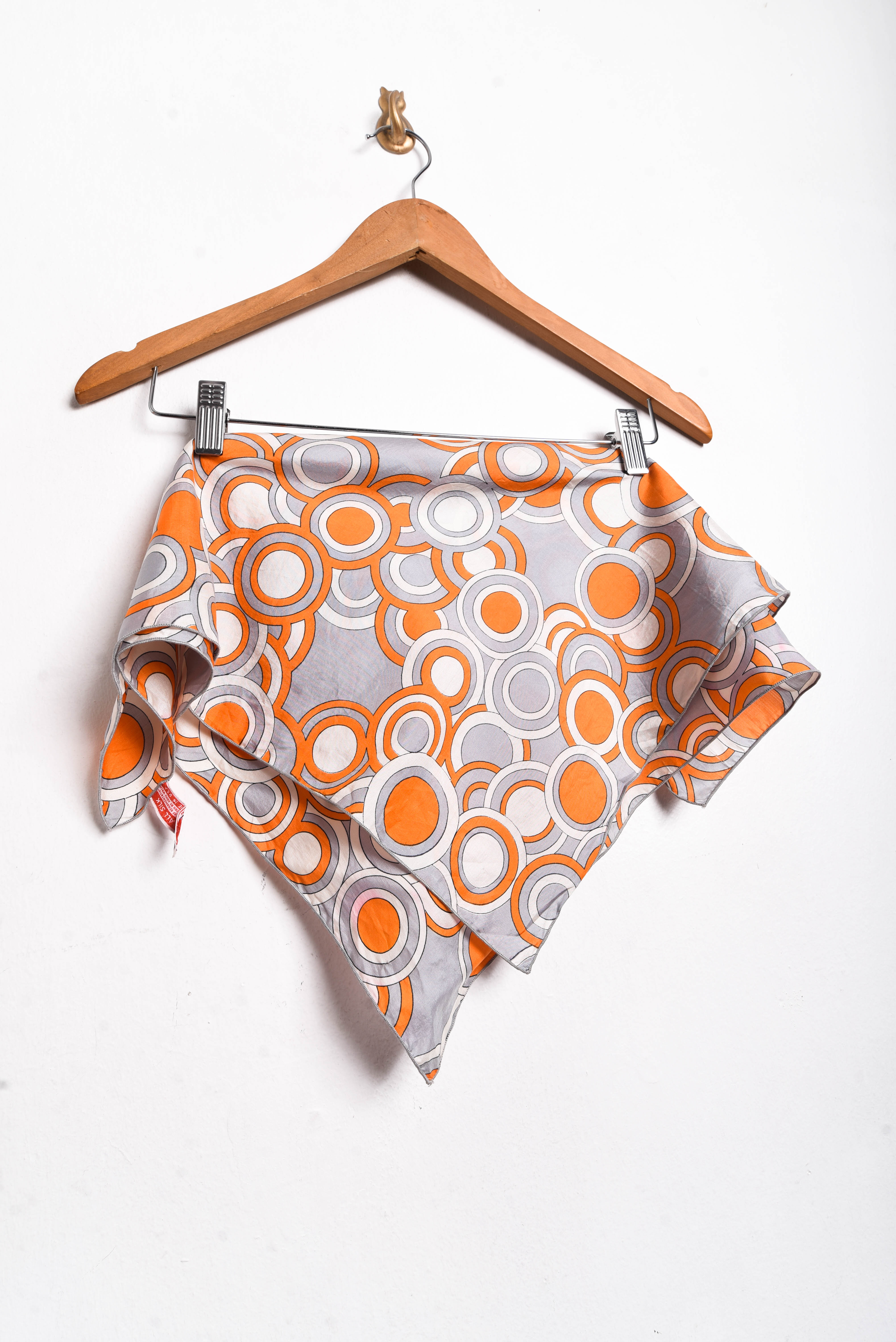 Pañuelo vintage silk gris naranjo