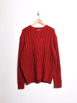 Chaleco rojo trenzado lana