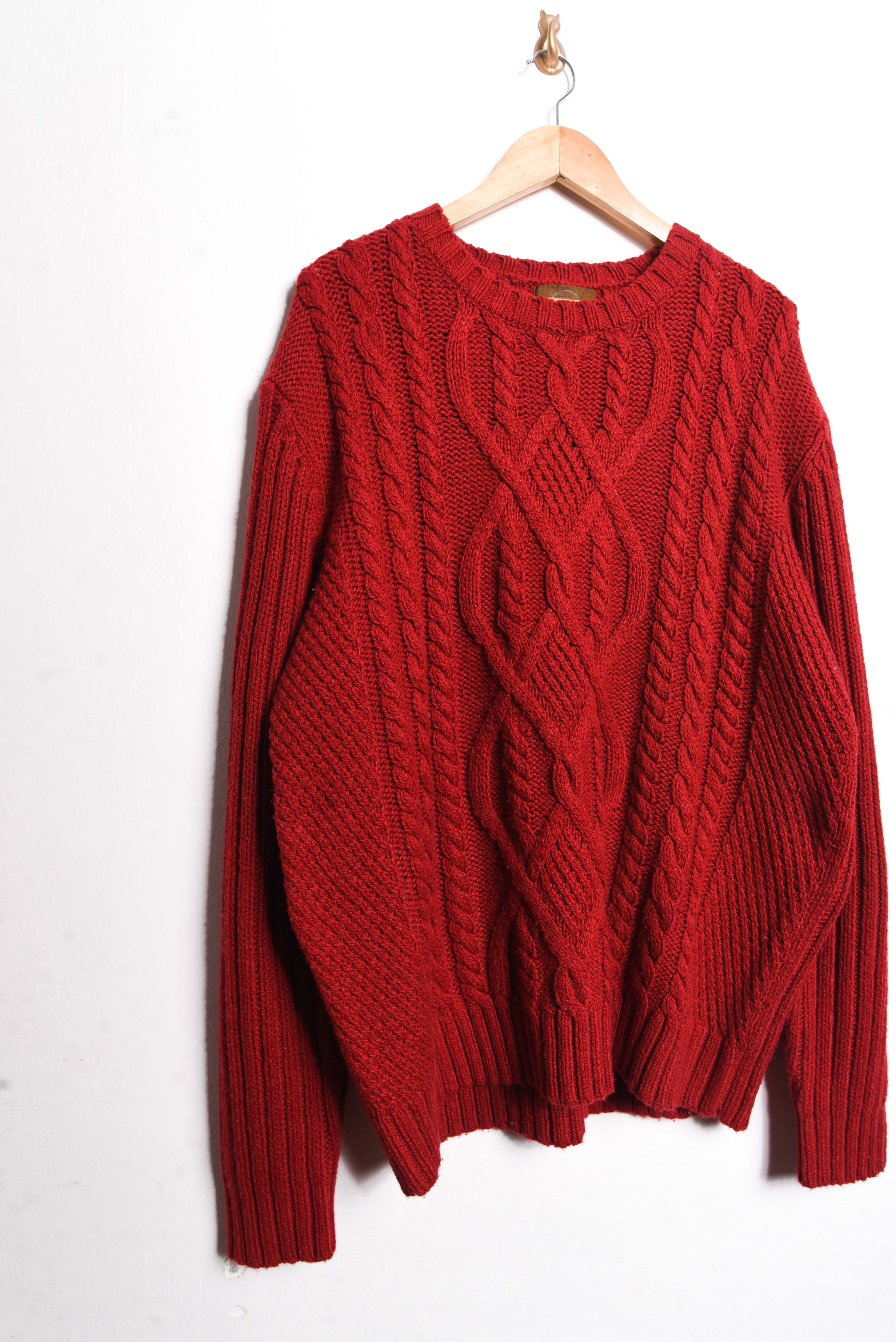 Chaleco rojo trenzado lana