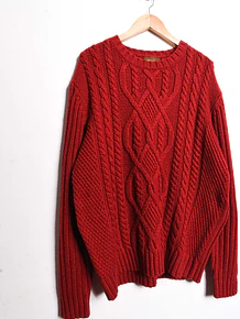 Chaleco rojo trenzado lana