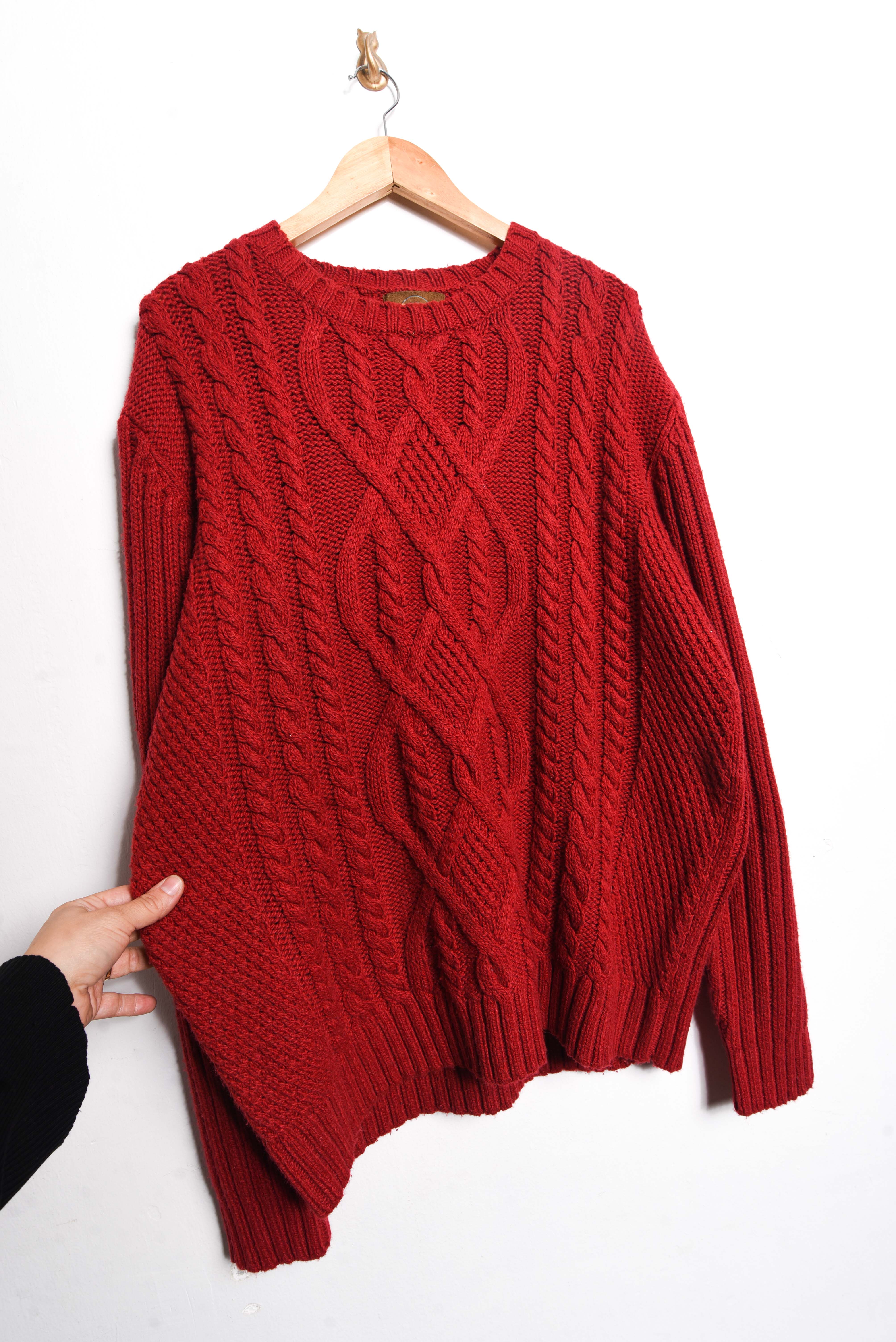 Chaleco rojo trenzado lana