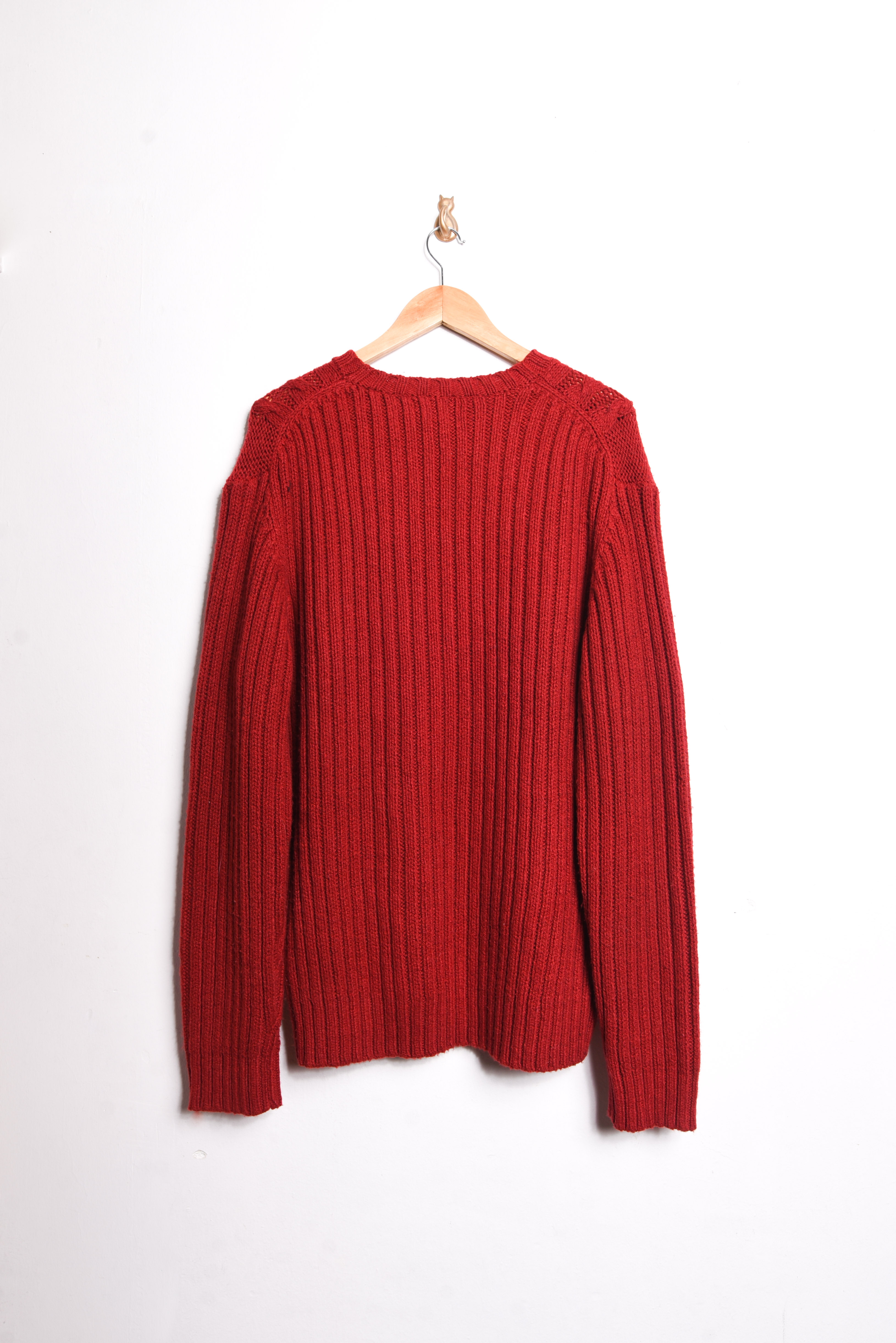 Chaleco rojo trenzado lana