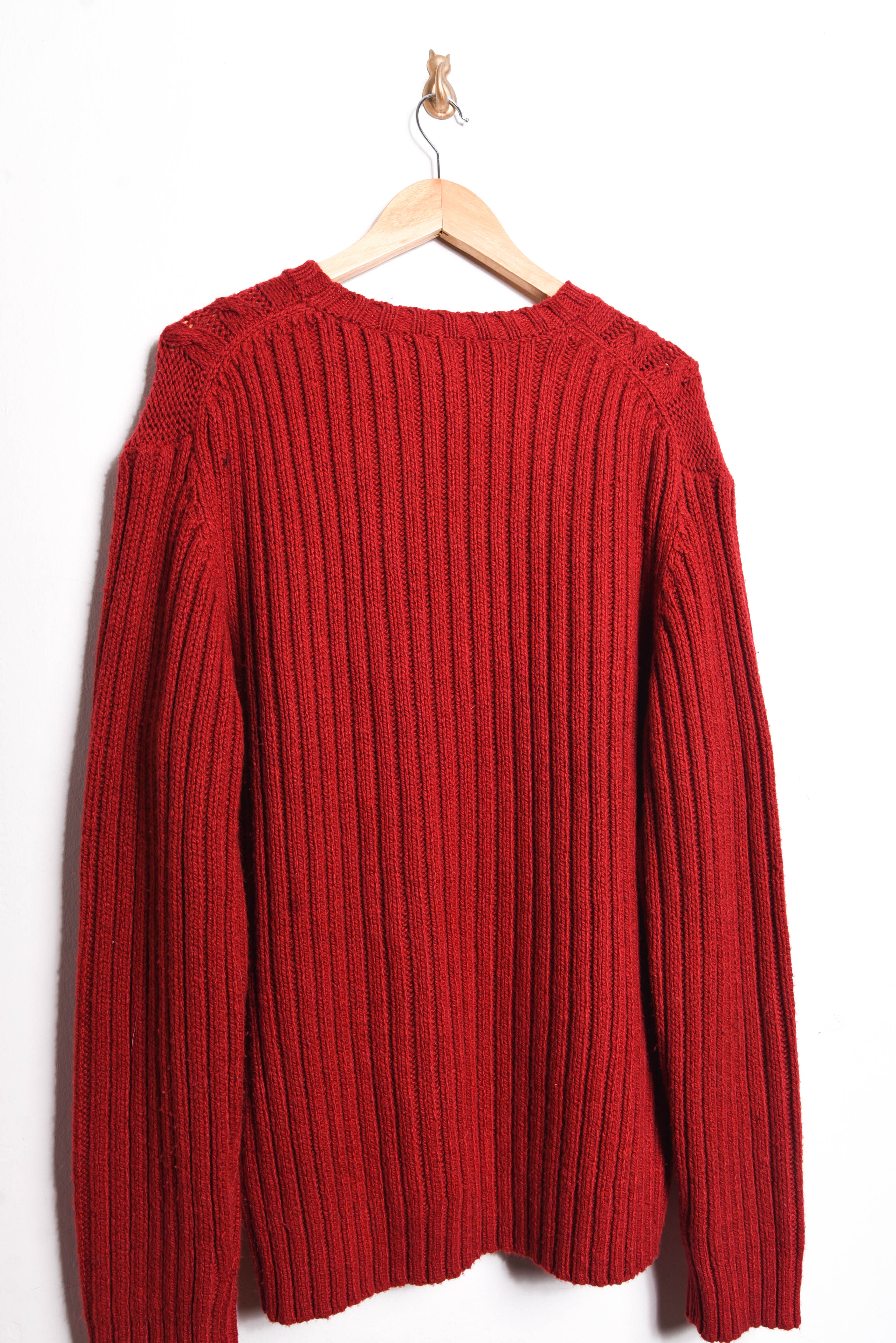 Chaleco rojo trenzado lana