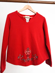 Polerón rojo bordado vintage