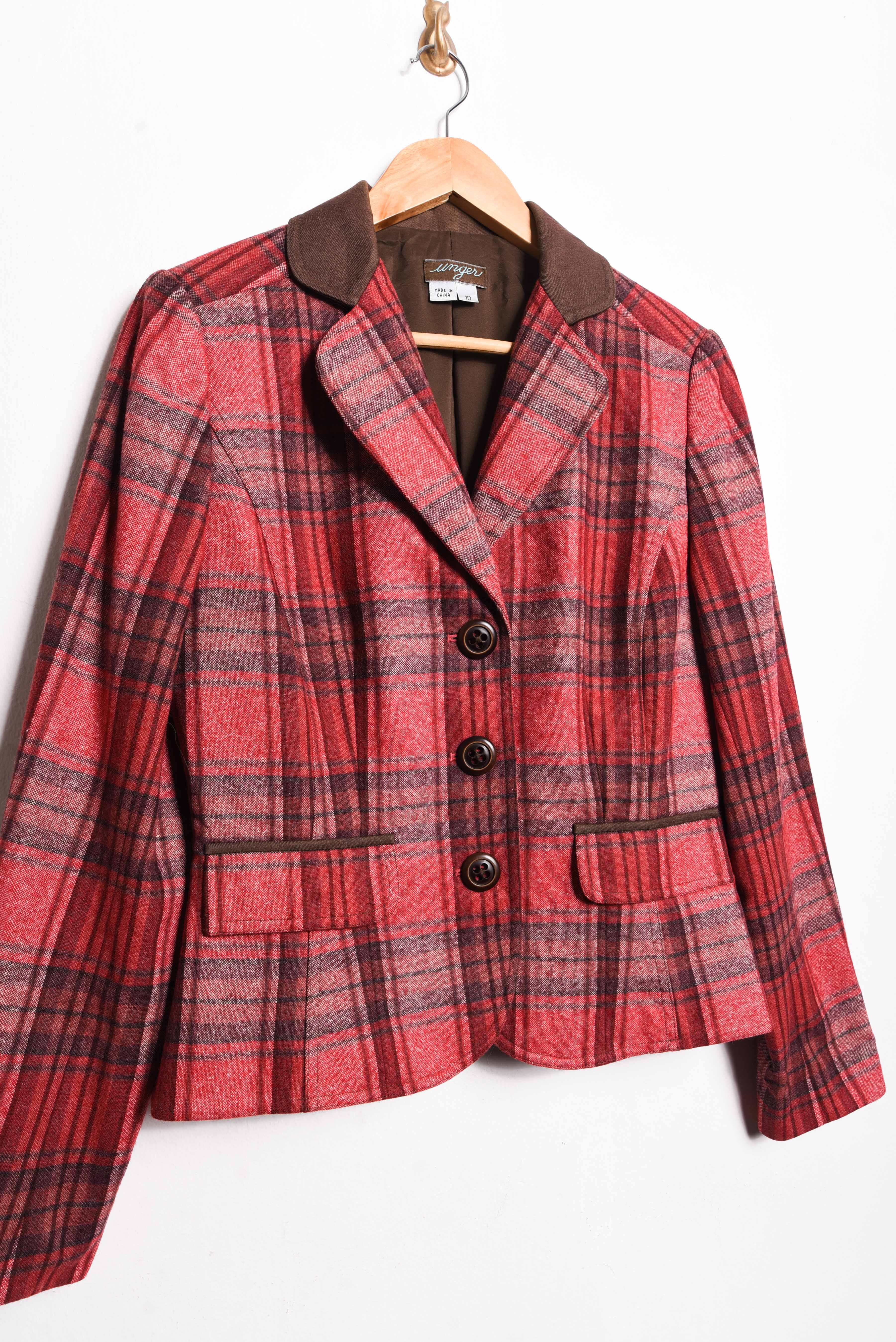 Blazer tartán rojo coral