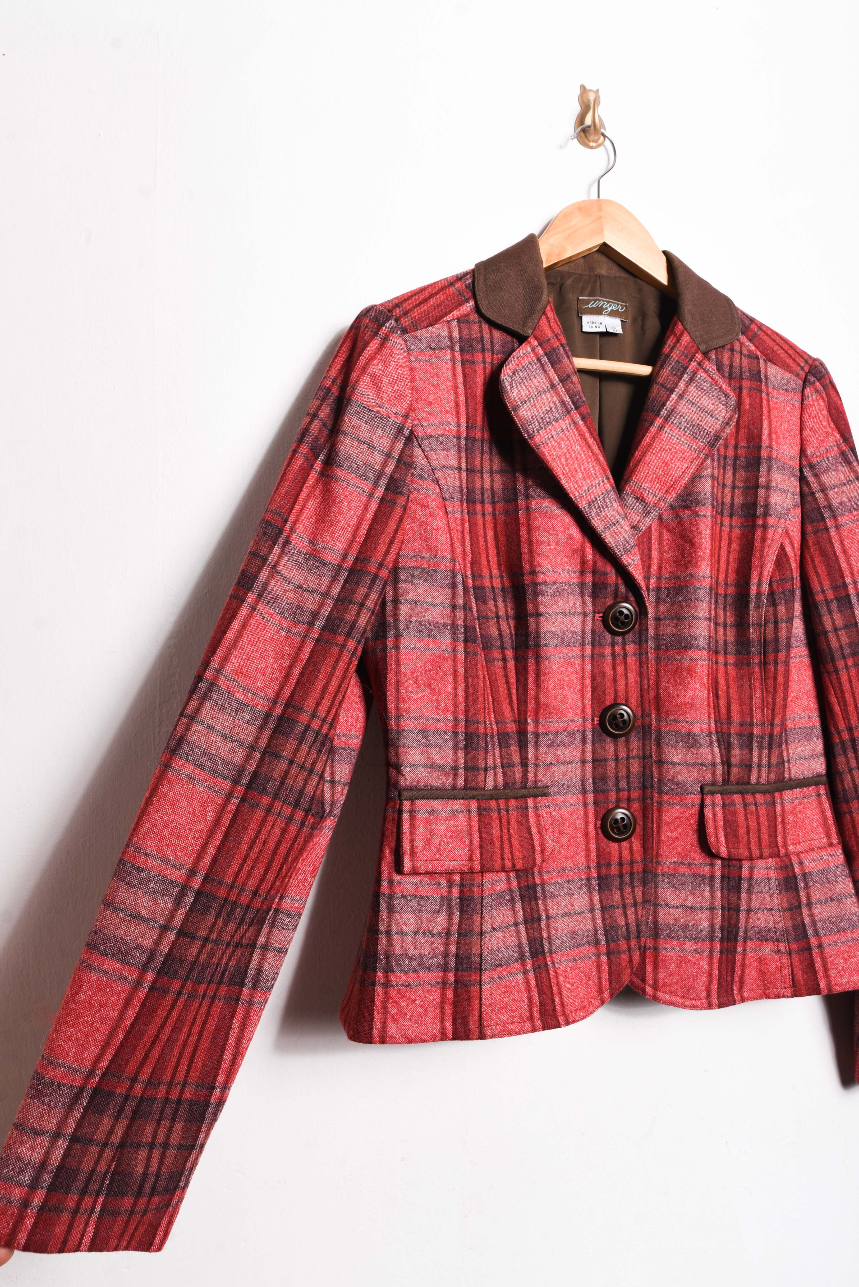 Blazer tartán rojo coral