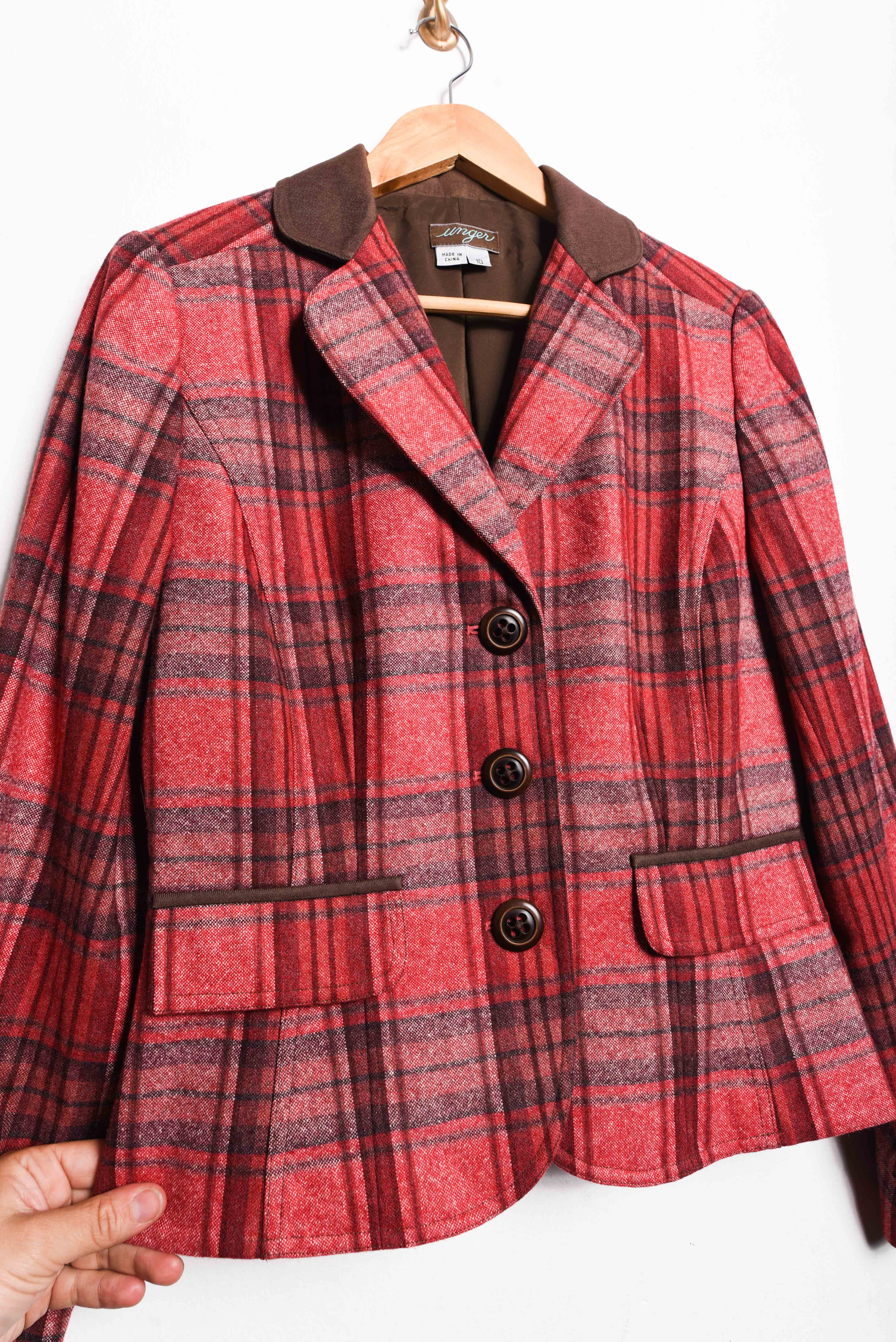 Blazer tartán rojo coral