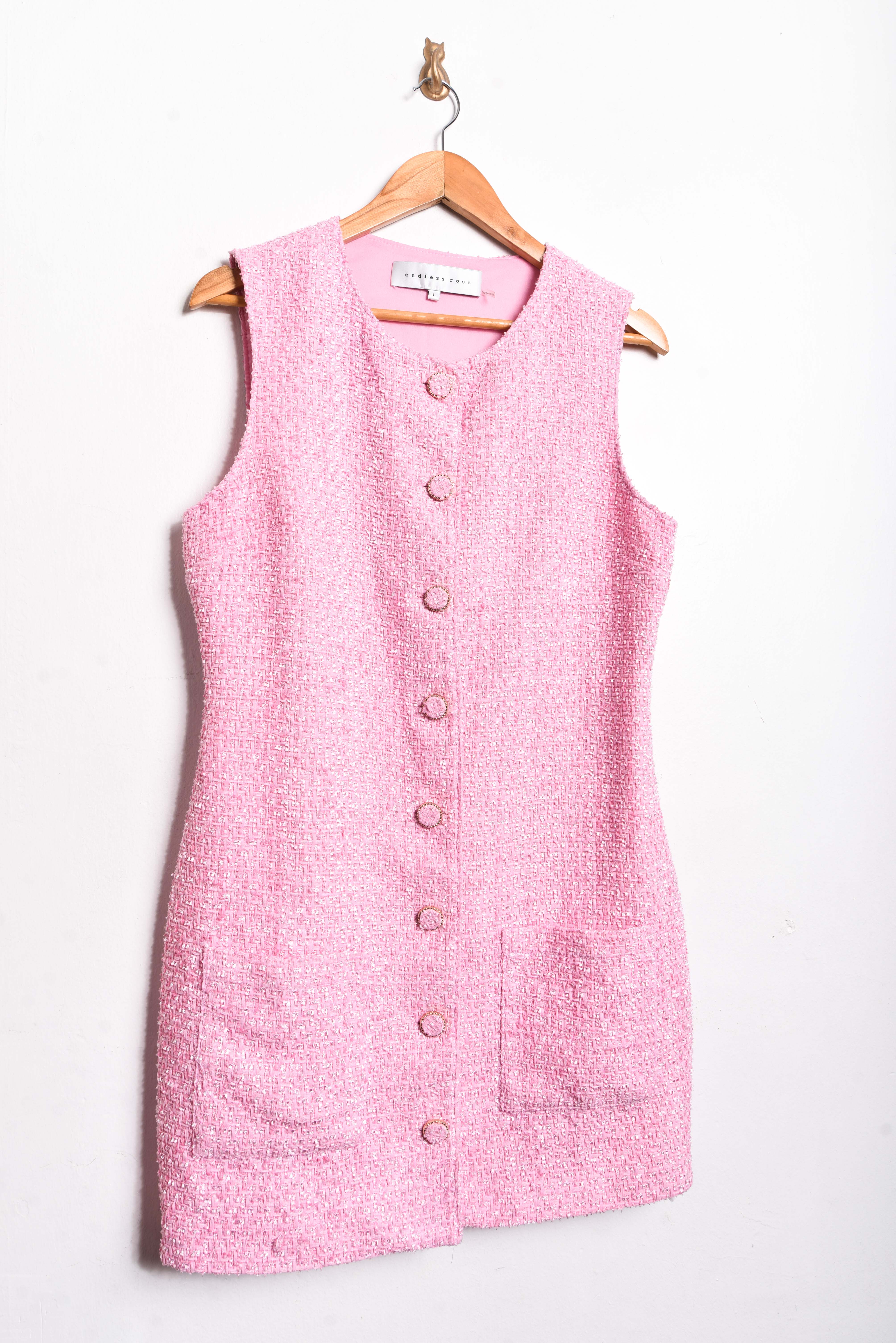 Vestido tweed pastel pink