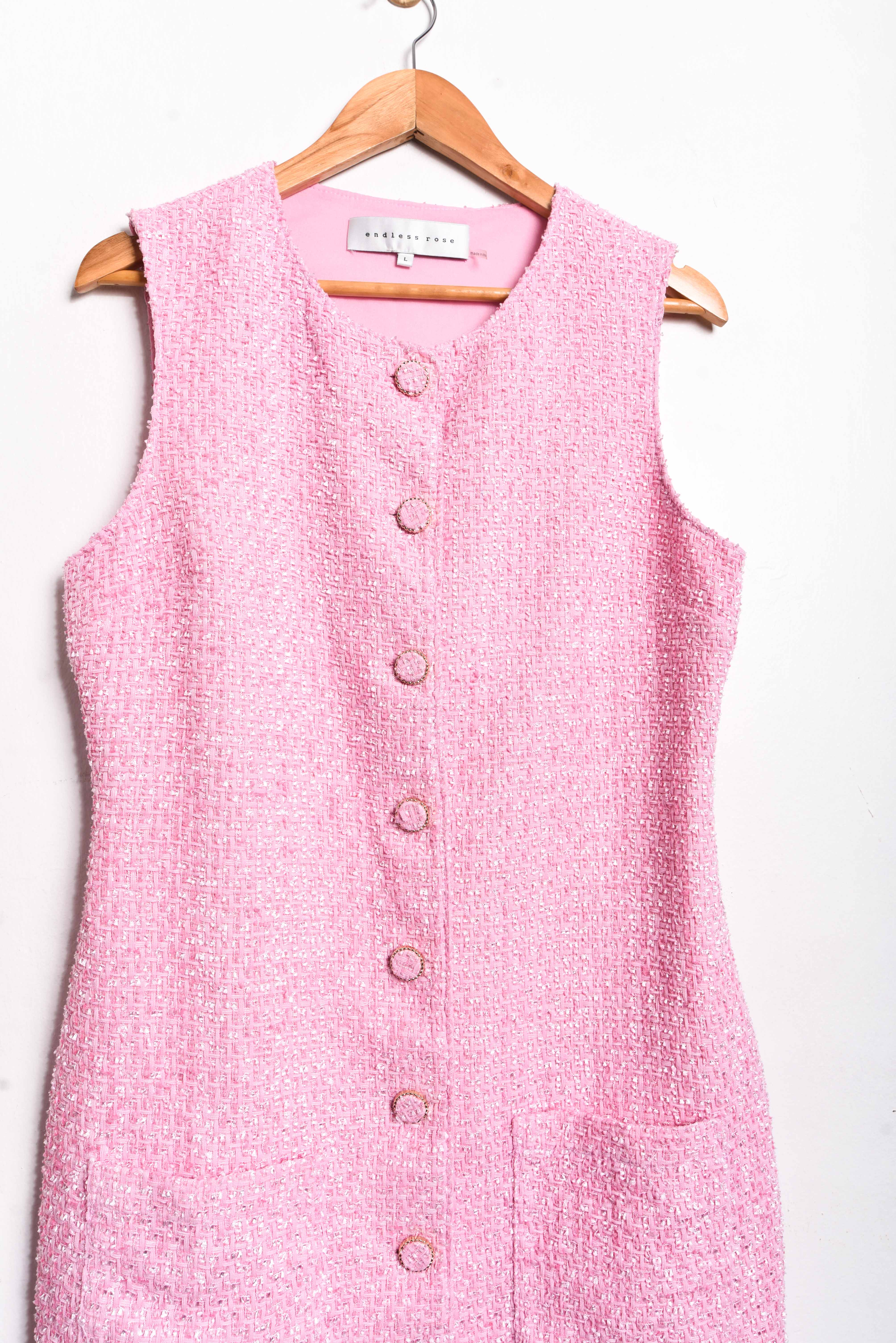Vestido tweed pastel pink