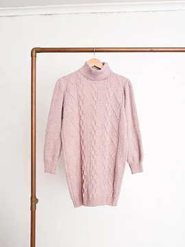 Chaleco chenille cuello alto pastel