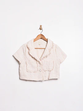 Chaqueta crop marfil tweed