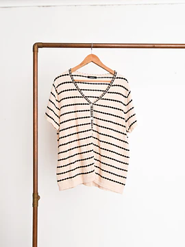 Top cardigan beige rayado