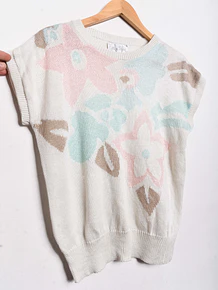 Top 80s pastel floral tejido