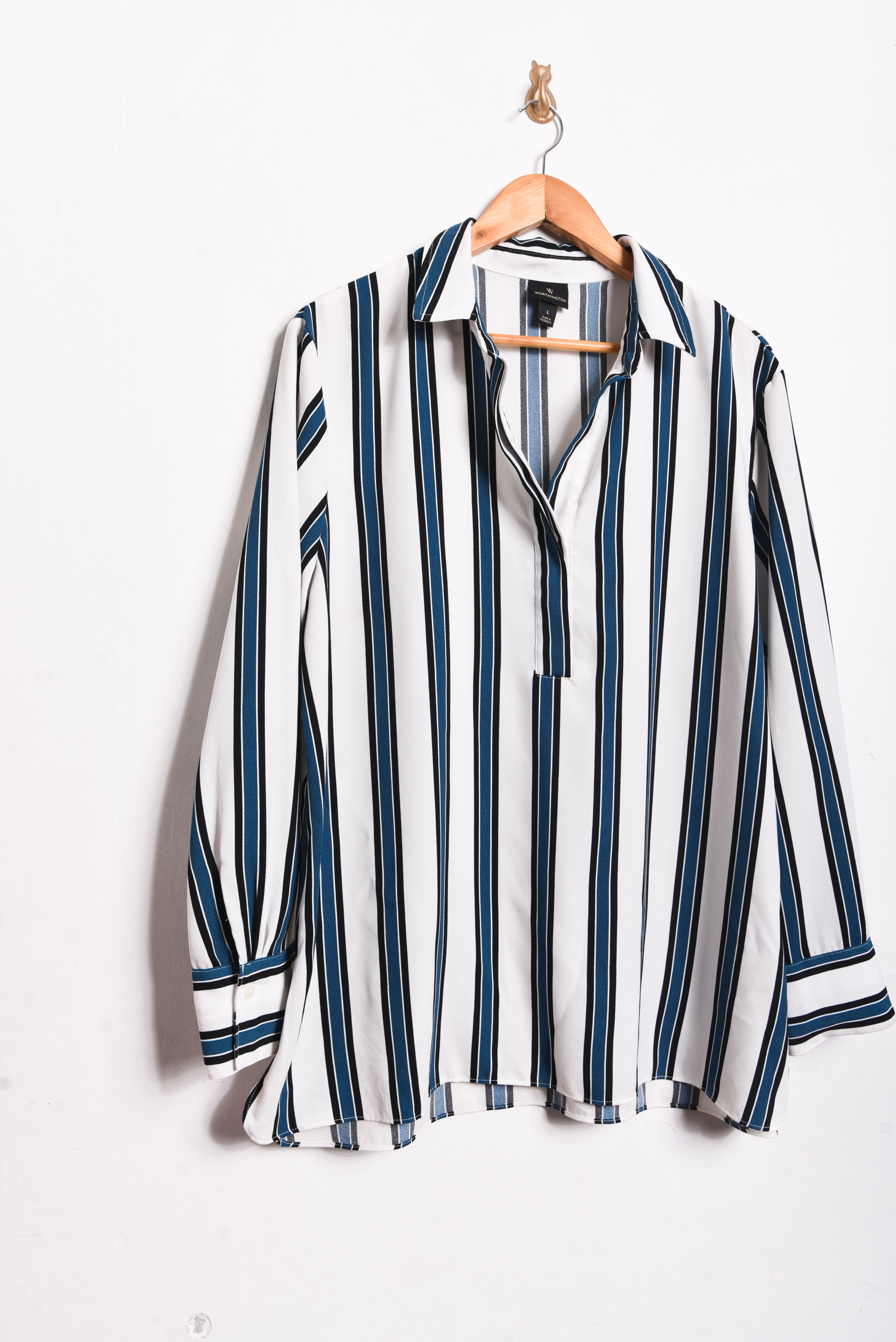 Blusa rayada bicolor turquesa