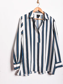 Blusa rayada bicolor turquesa