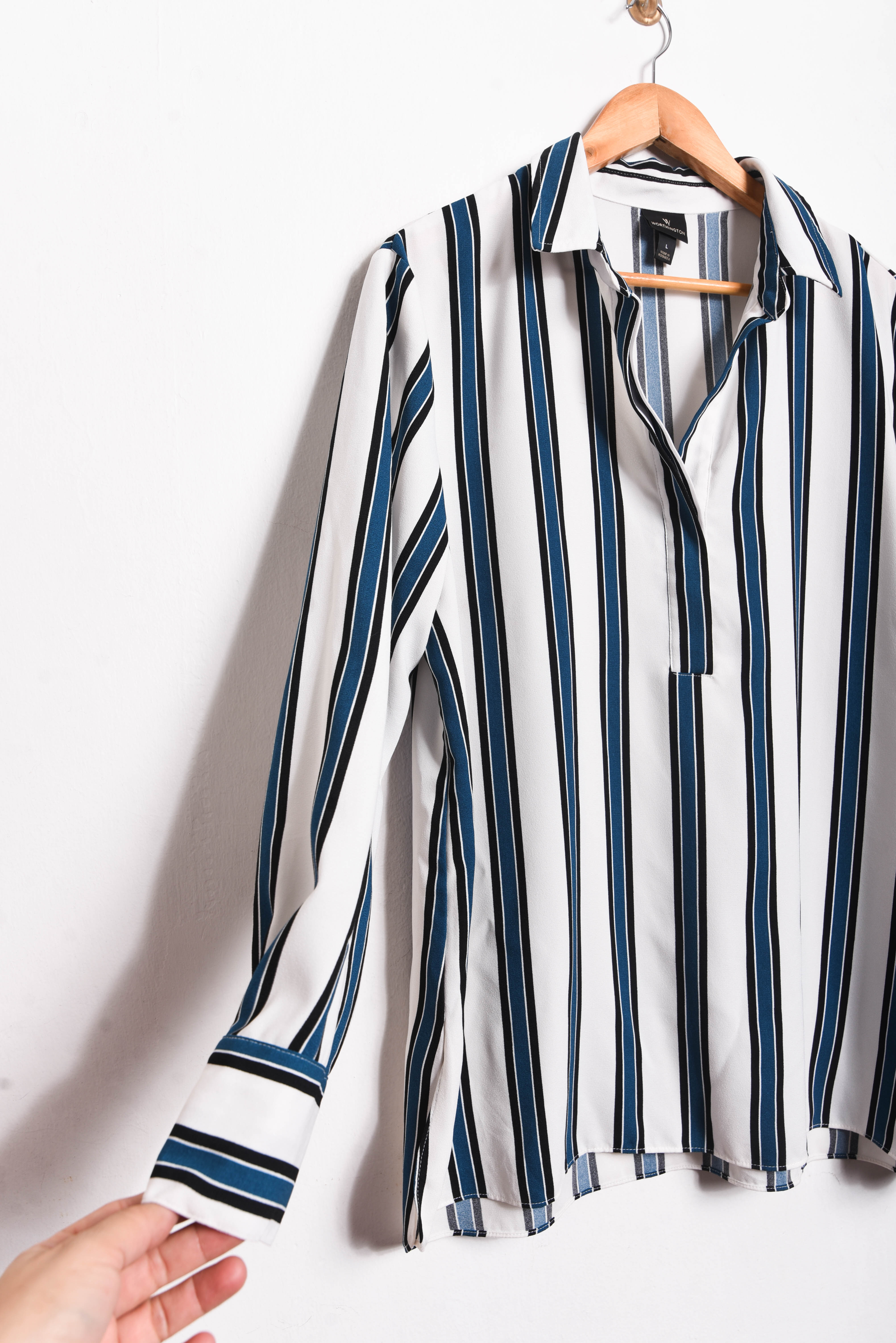 Blusa rayada bicolor turquesa