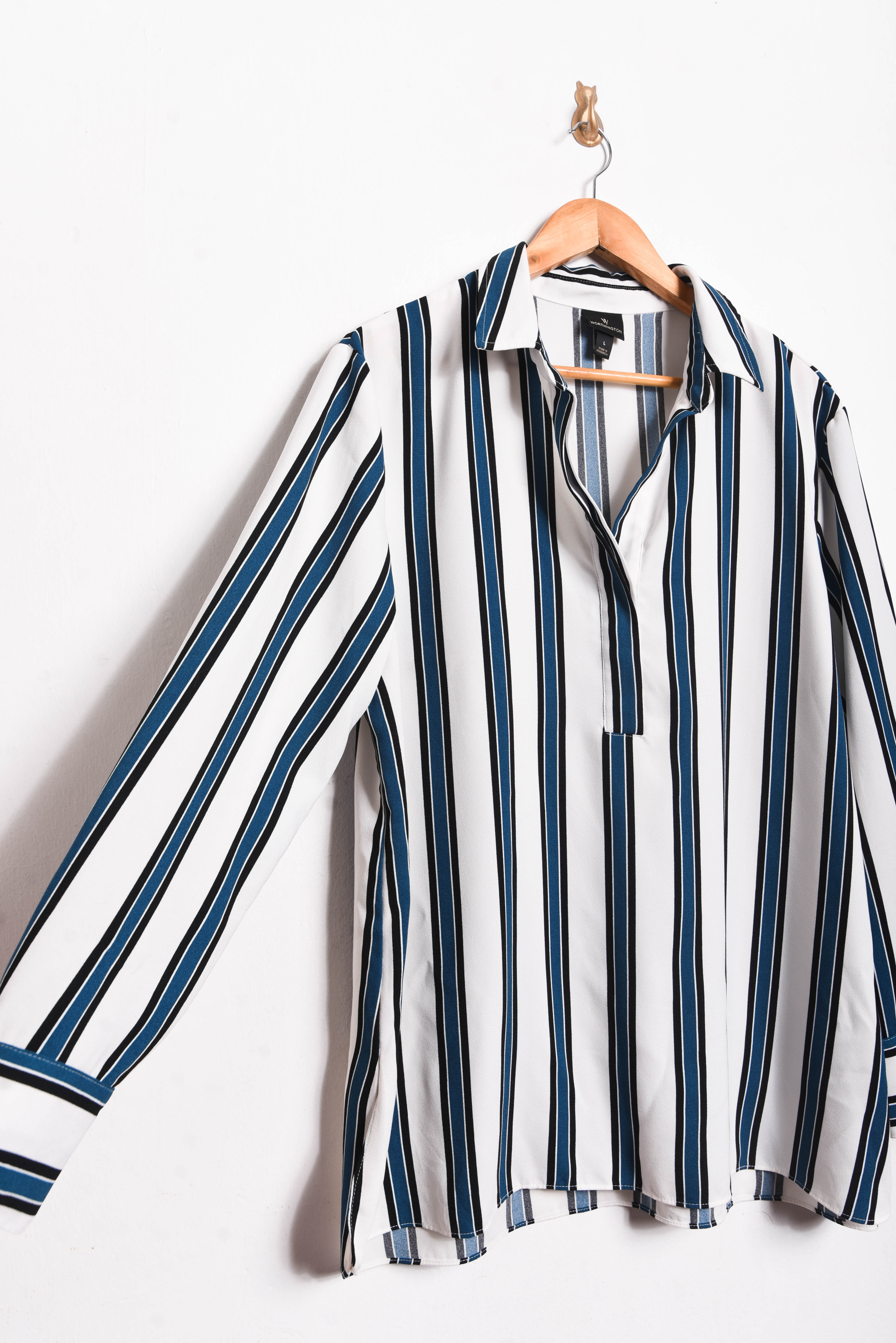 Blusa rayada bicolor turquesa