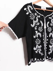 Top tejido bordado vintage 90s