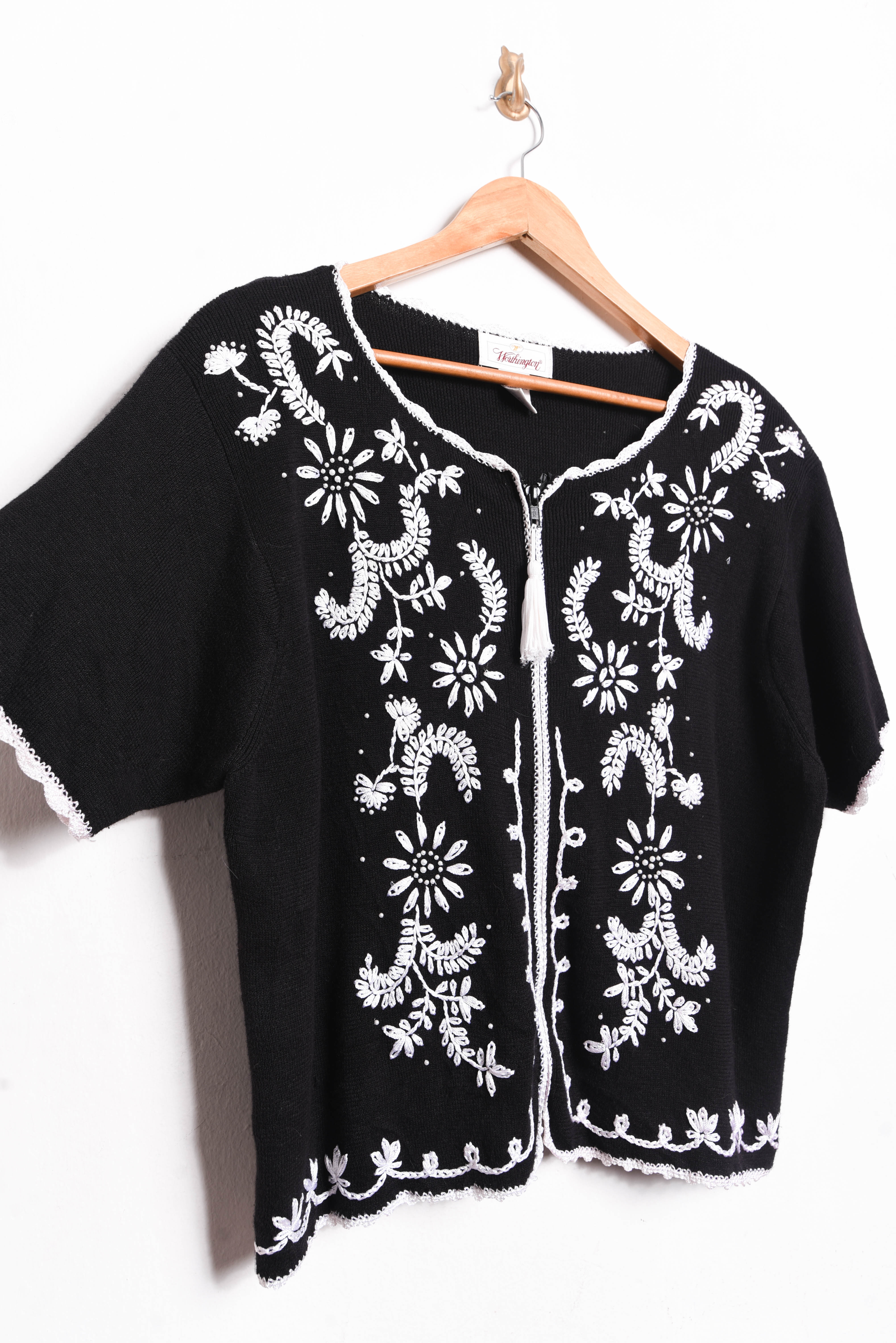 Top tejido bordado vintage 90s