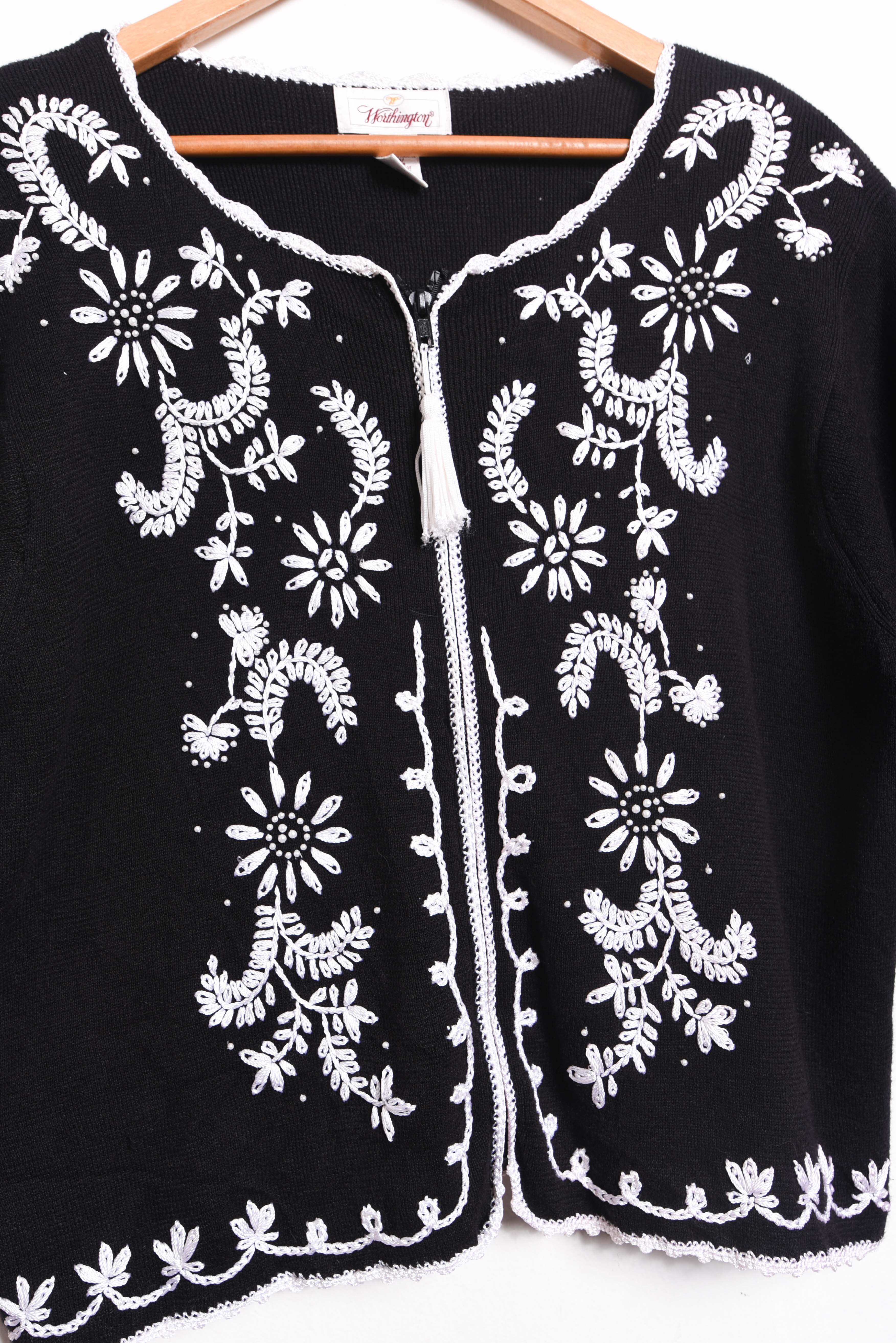 Top tejido bordado vintage 90s