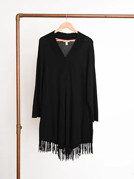 Vestido knit negro flecos
