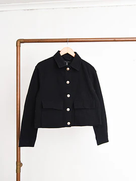 Chaqueta navy crop broches