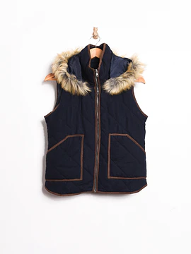 Chaqueta vest lana navy capucha 