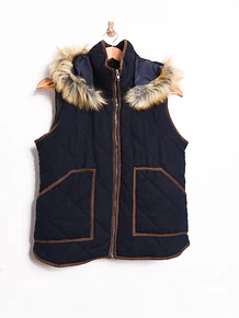 Chaqueta vest lana navy capucha 