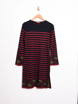 Vestido knit navy rayado