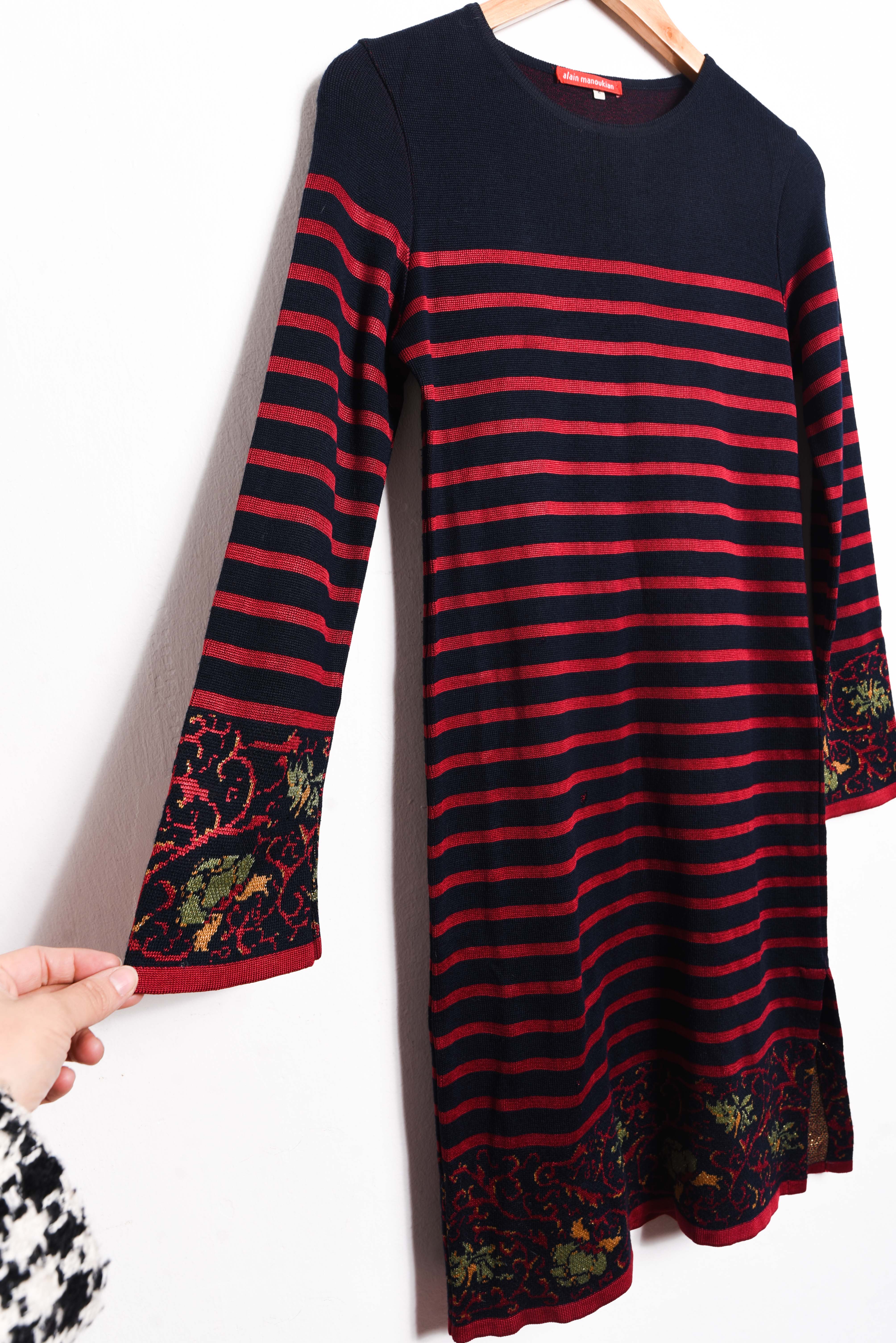 Vestido knit navy rayado