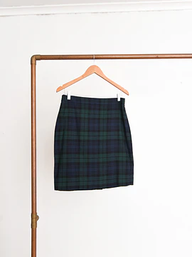 Falda navy green tartán