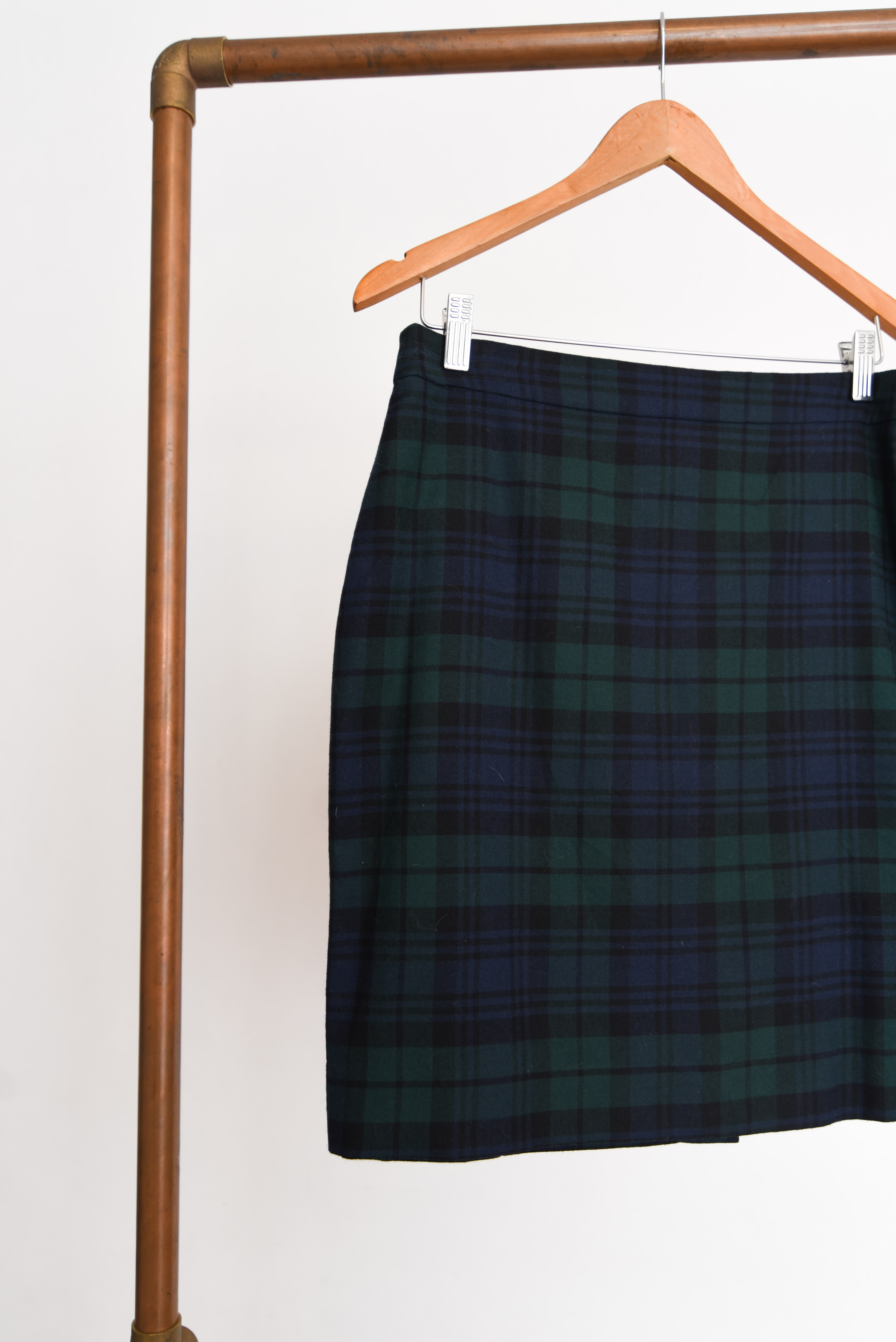 Falda navy green tartán