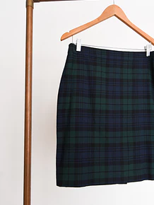 Falda navy green tartán