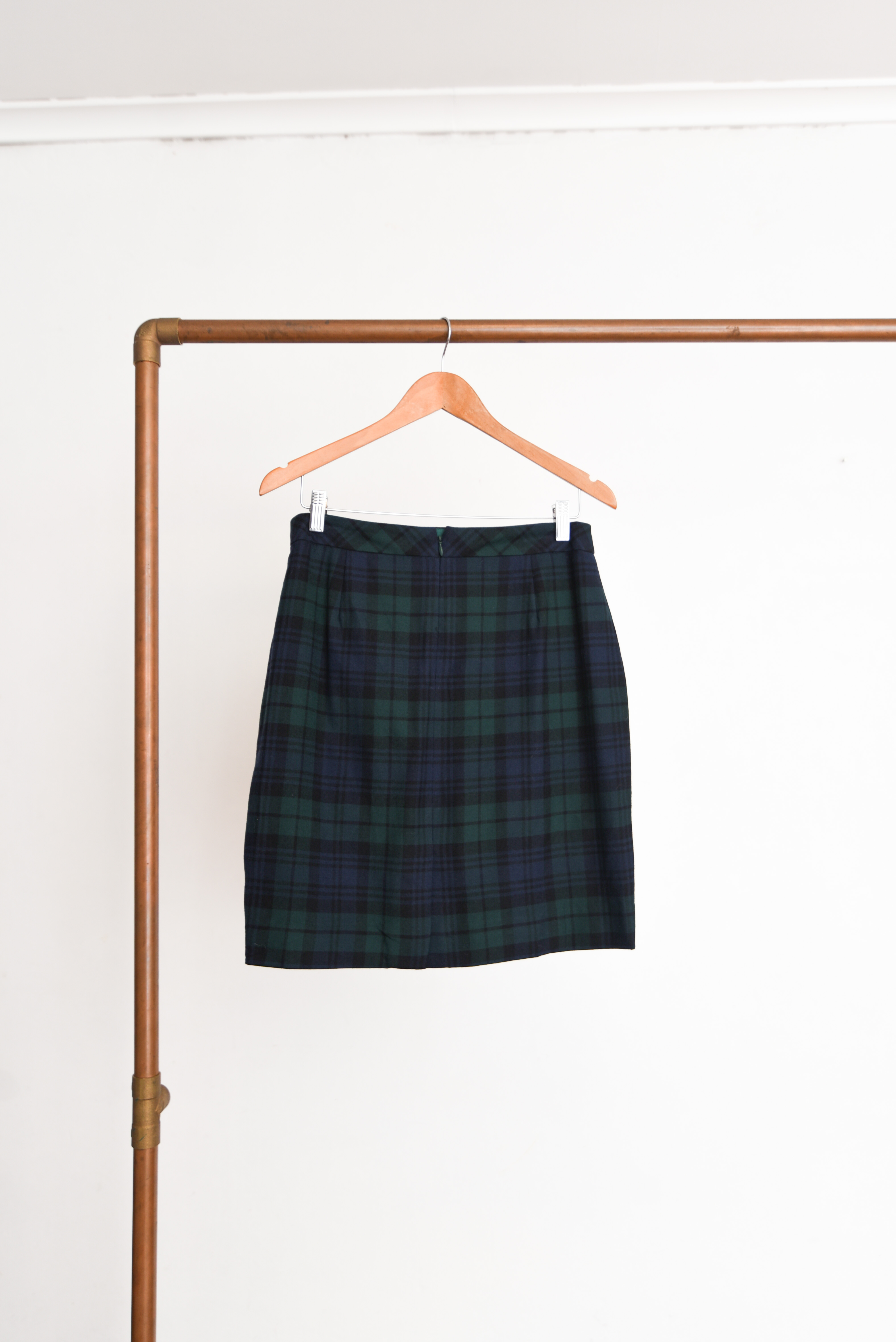 Falda navy green tartán
