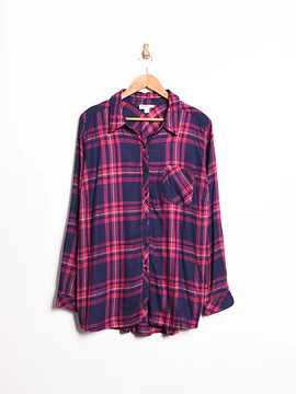 Camisa azul leñadora tartán
