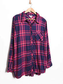 Camisa azul leñadora tartán
