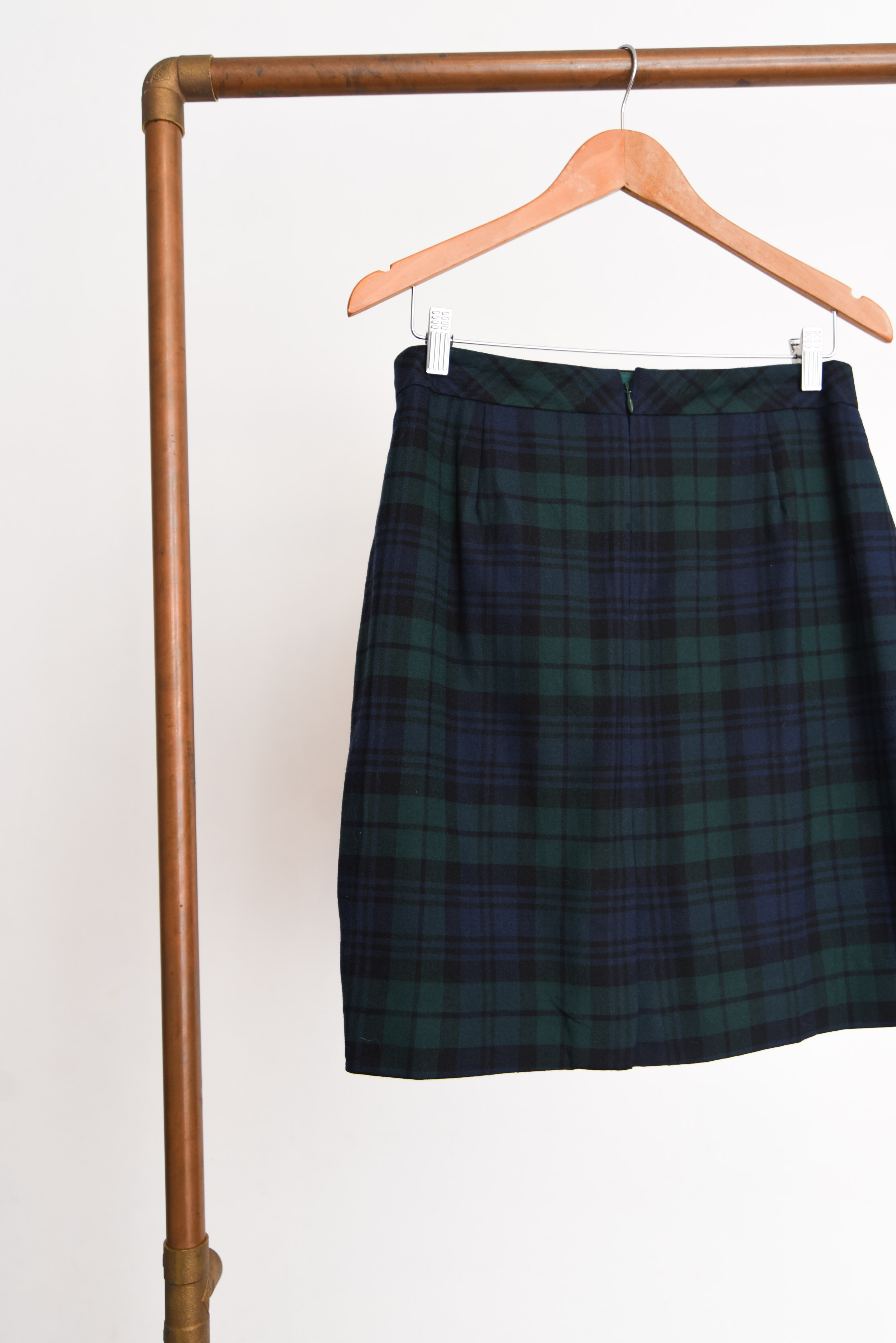 Falda navy green tartán