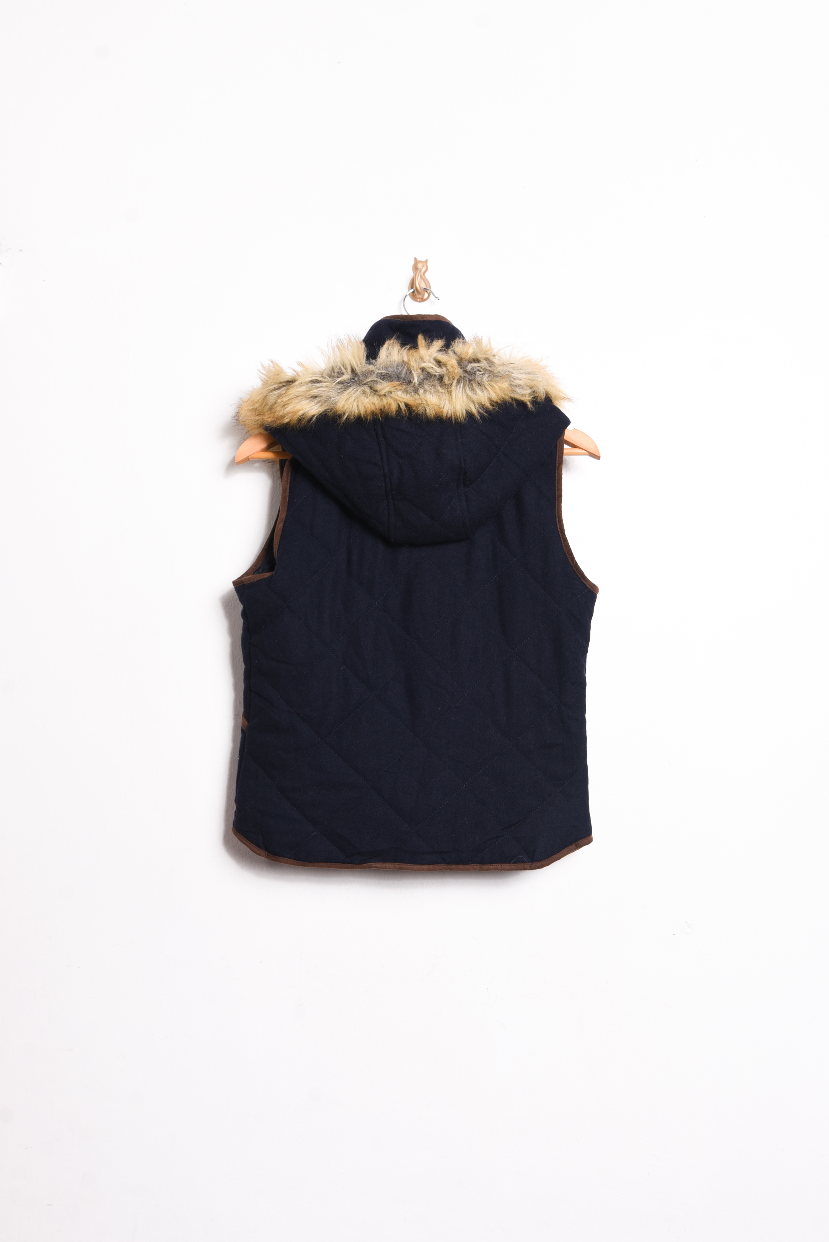 Chaqueta vest lana navy capucha 