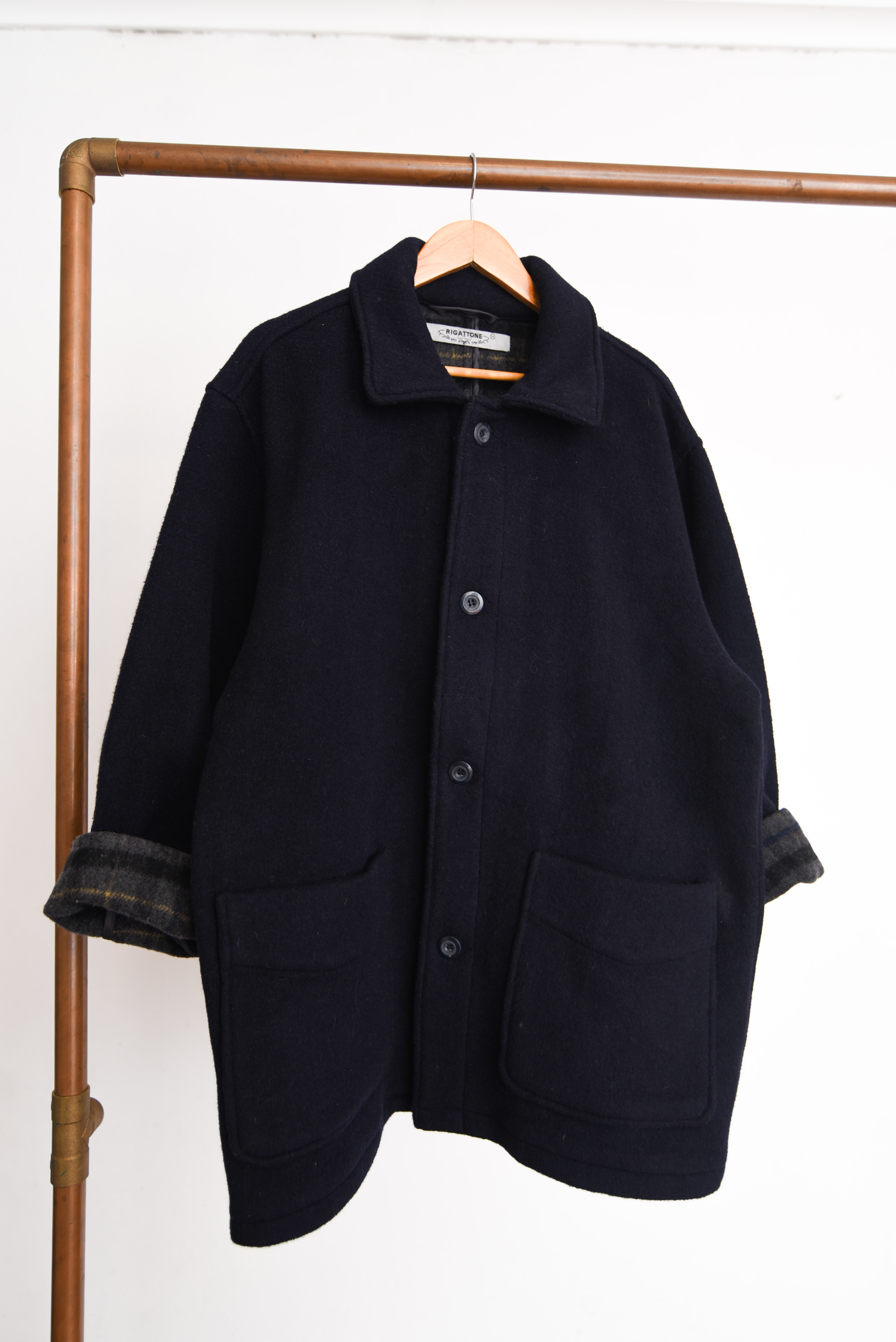 Abrigo navy lana tartán